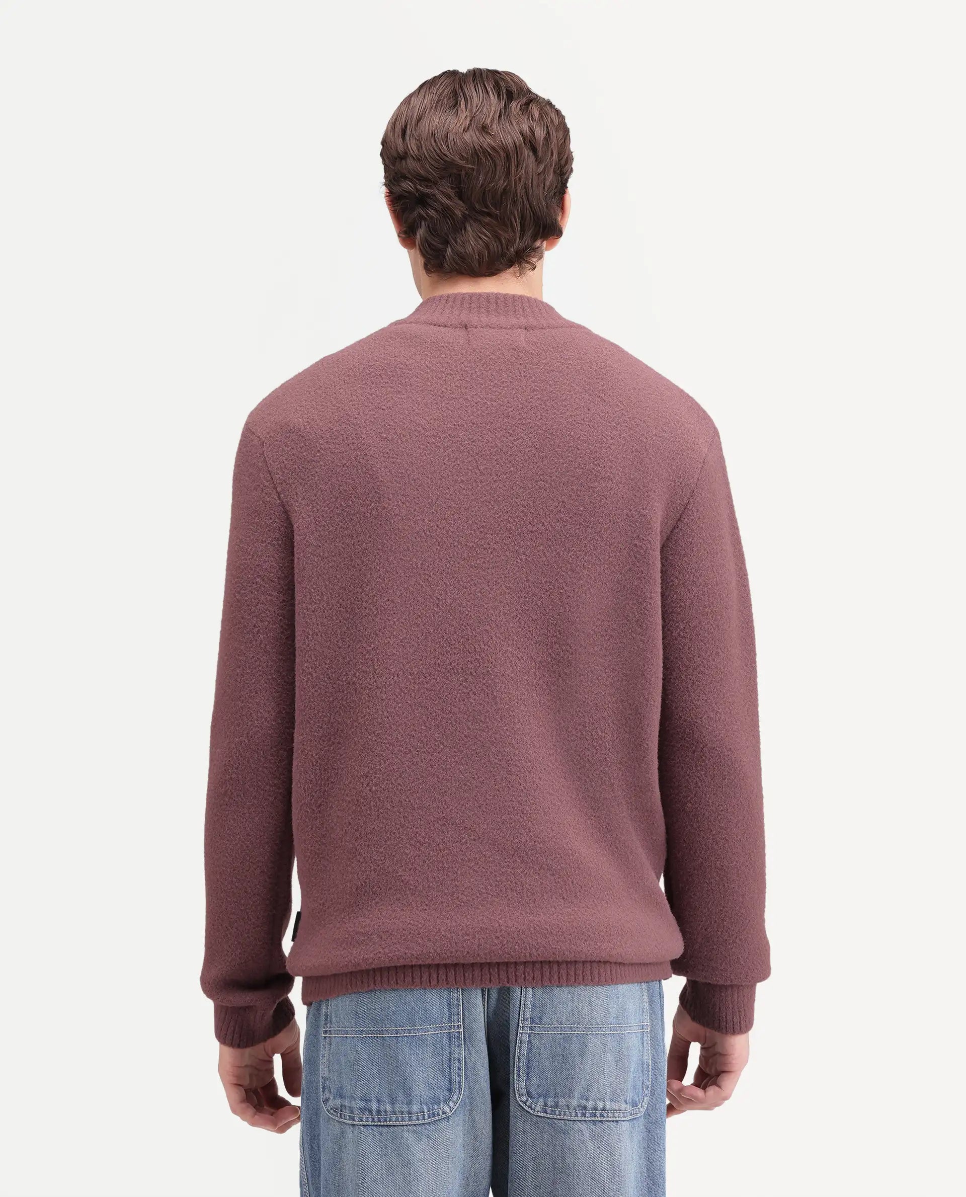 Rare Rabbit Men's Luca-A26 Dusky Pink Nylon Zipper Regular Fit Printed Sweater