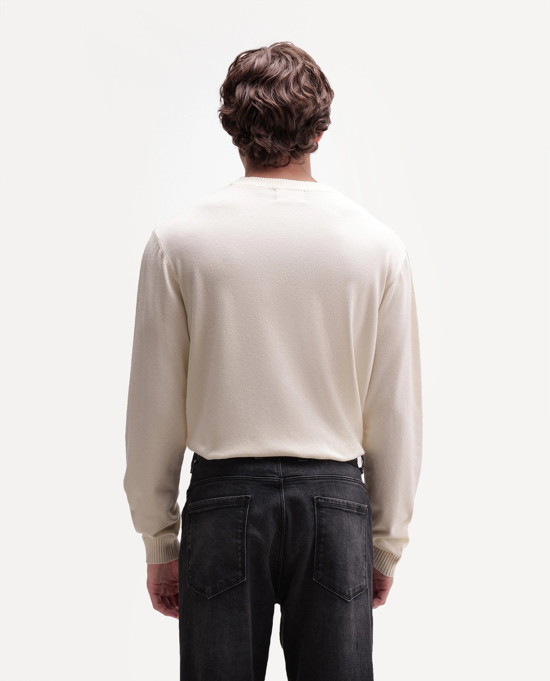 Rare Rabbit Men's Gron-A26 Off White Viscose Blend Regular Fit Viscose Blend Jacquard Sweater