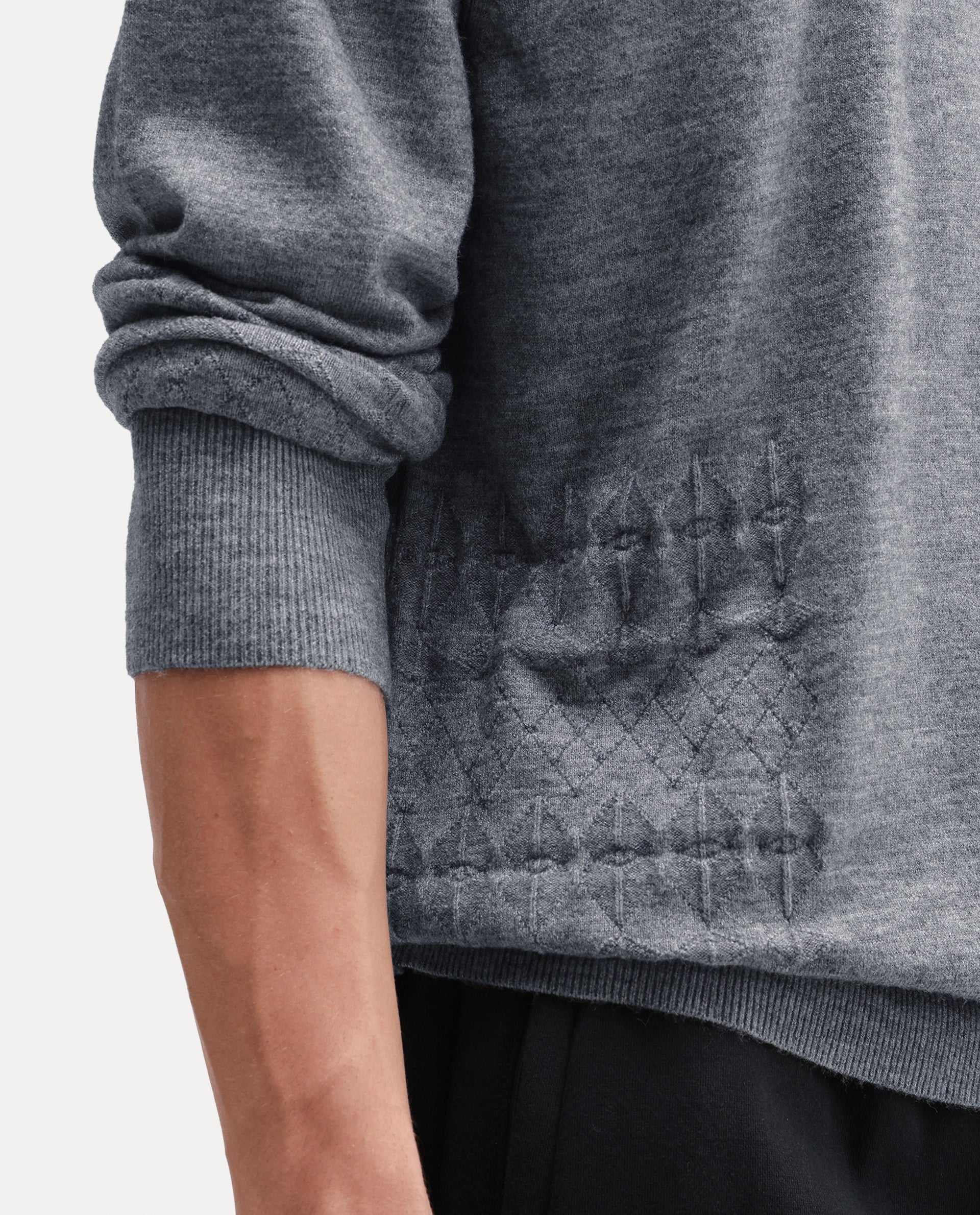 Rare Rabbit Men's Verk Grey Viscose Blend Regular Fit Jacquard Sweater