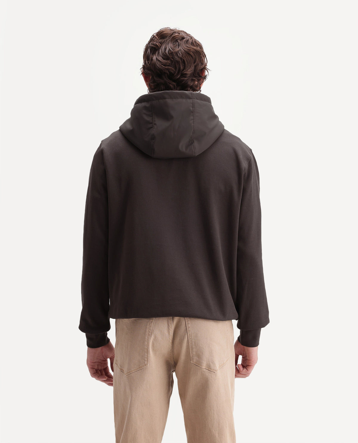 Rare Rabbit Men's Ephin-A26 Dark Brown Cotton Blend Hooded Zipper Regular Plain Sweatshirt