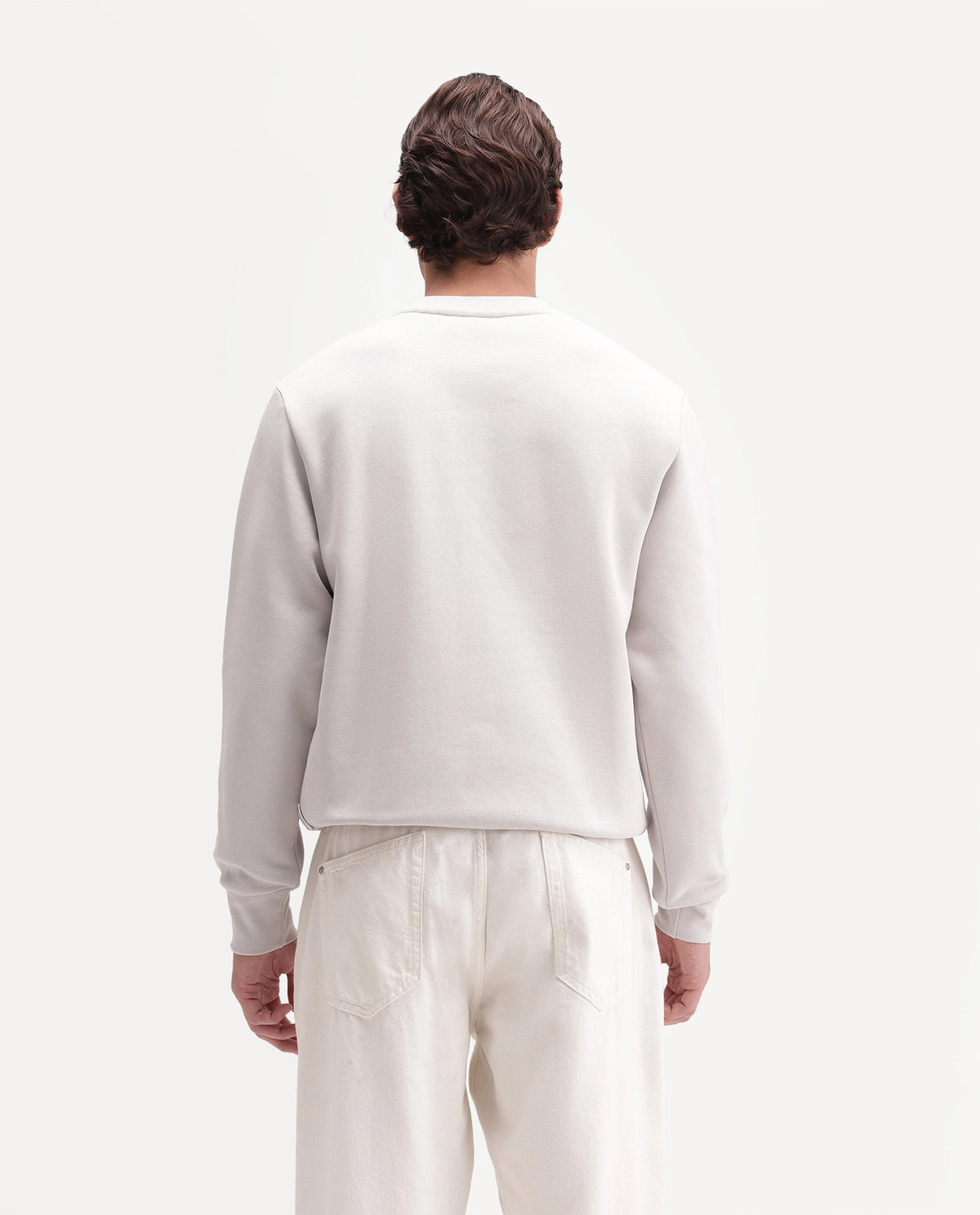 Rare Rabbit Men's Jonas Primary Off White Cotton Blend Crew Neck Regular Embroidered Sweatshirt