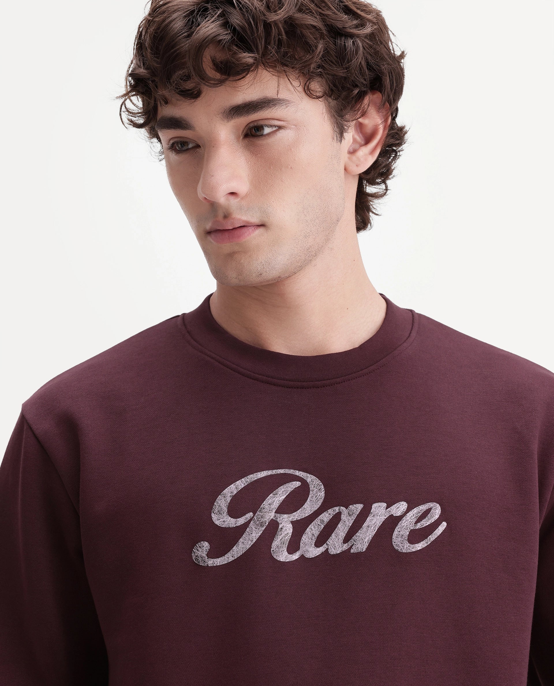 Rare Rabbit Men's Adio Primary Maroon Cotton Blend Crew Neck Regular Graphic Print Sweatshirt
