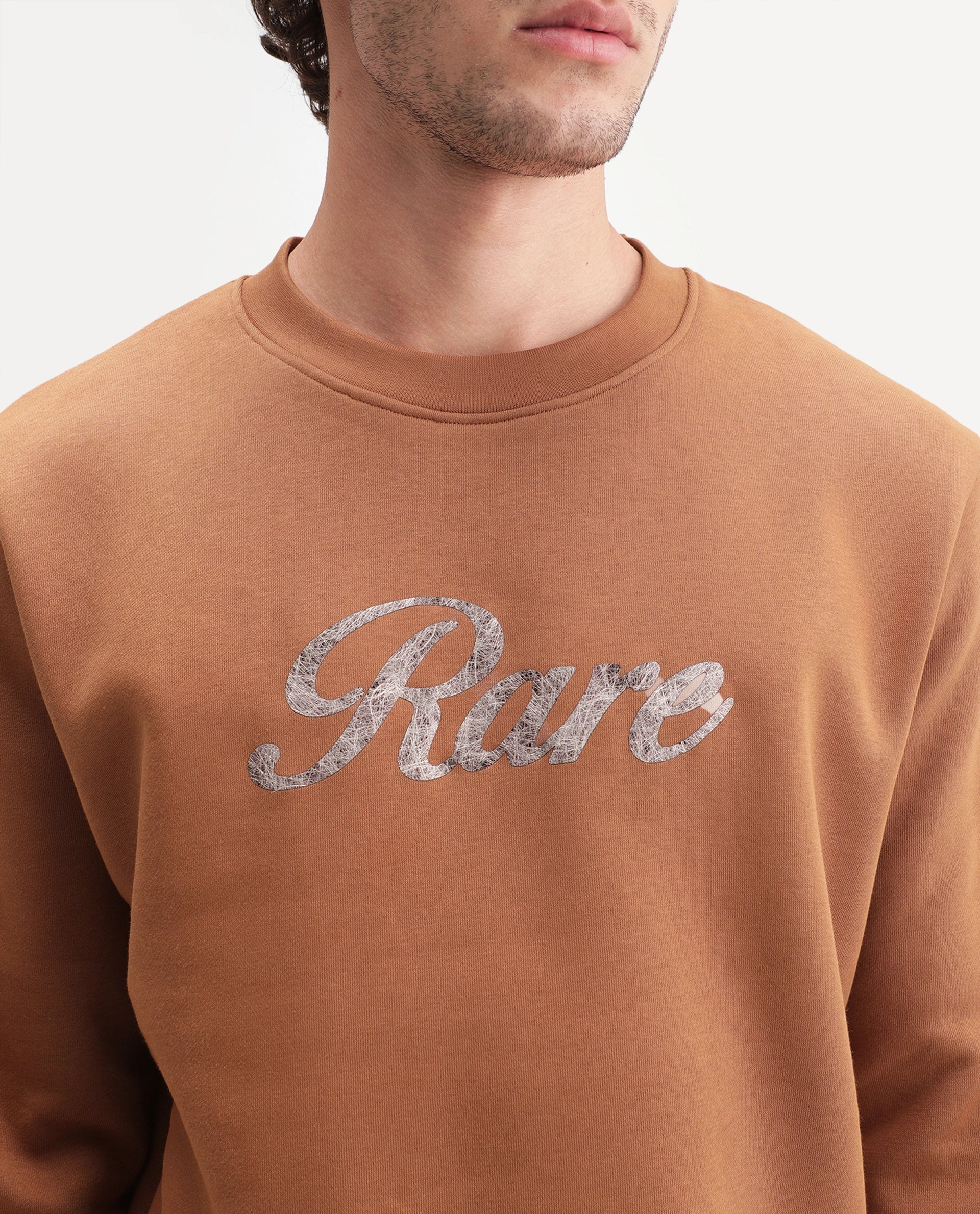 Rare Rabbit Men's Adio Primary Orange Cotton Blend Crew Neck Regular Graphic Print Sweatshirt