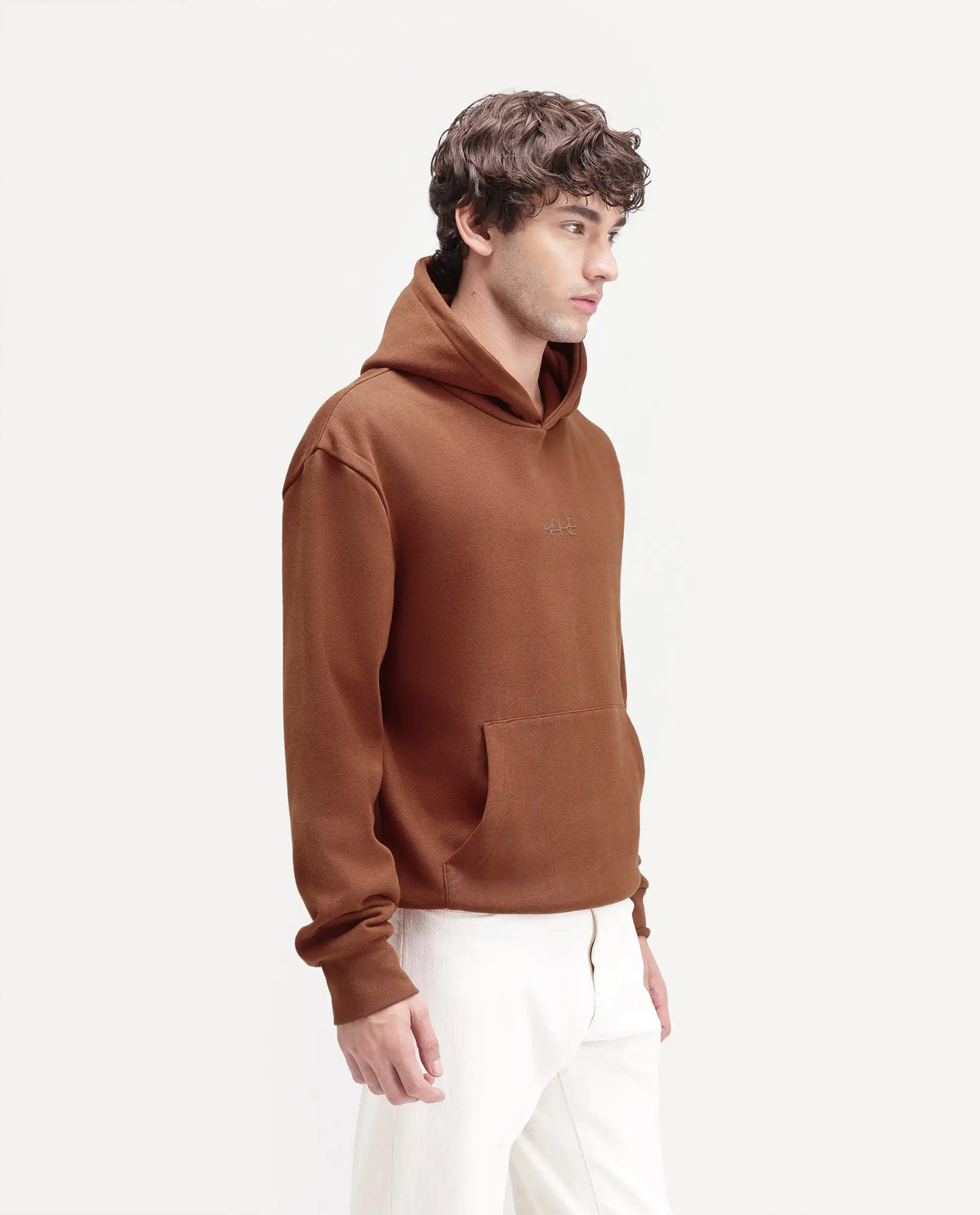 Rare Rabbit Men's Kore S Primary Rust Cotton Blend Hooded Regular Plain Sweatshirt