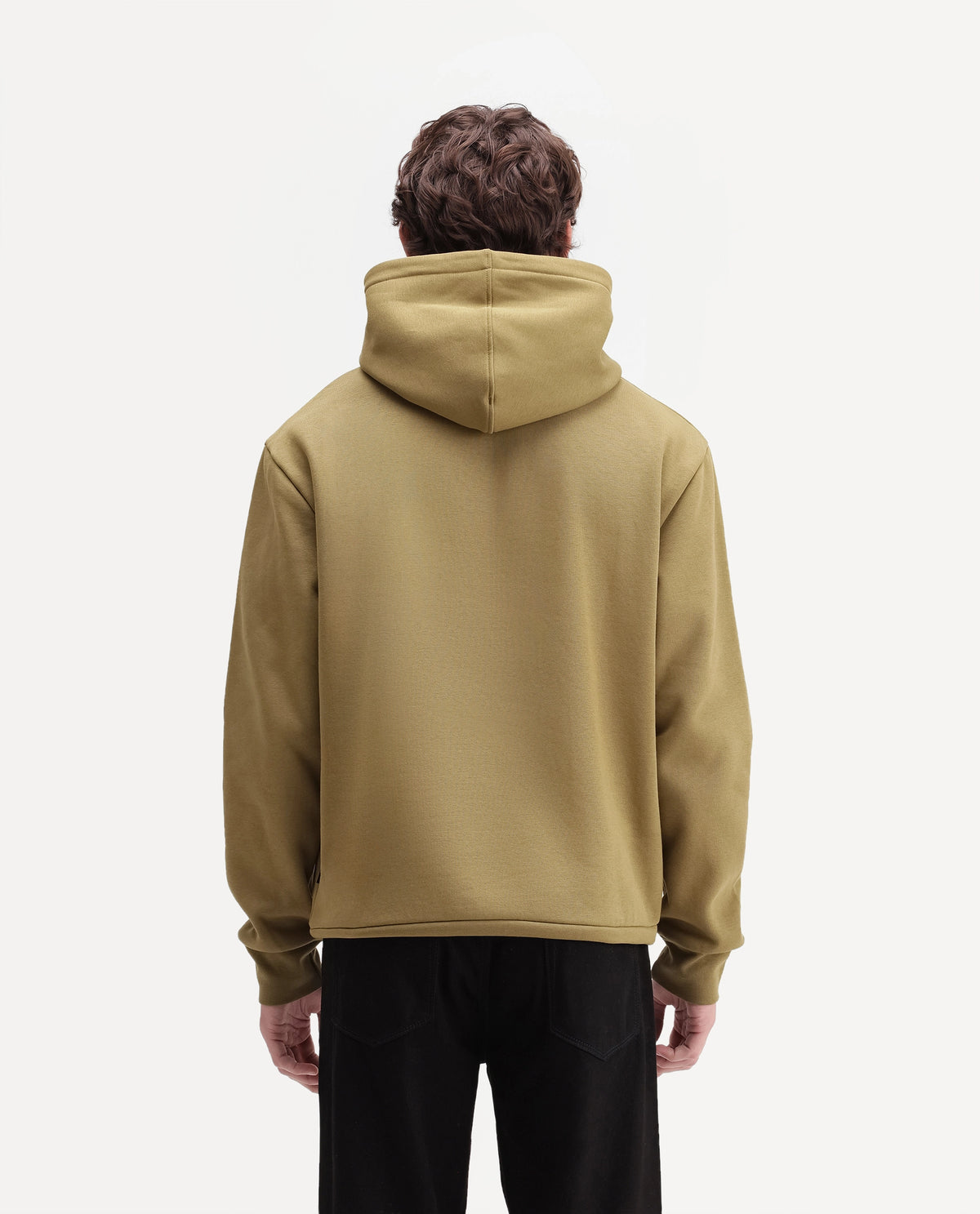 Rare Rabbit Men's Kore S Dusky Mustard Cotton Blend Hooded Regular Plain Sweatshirt