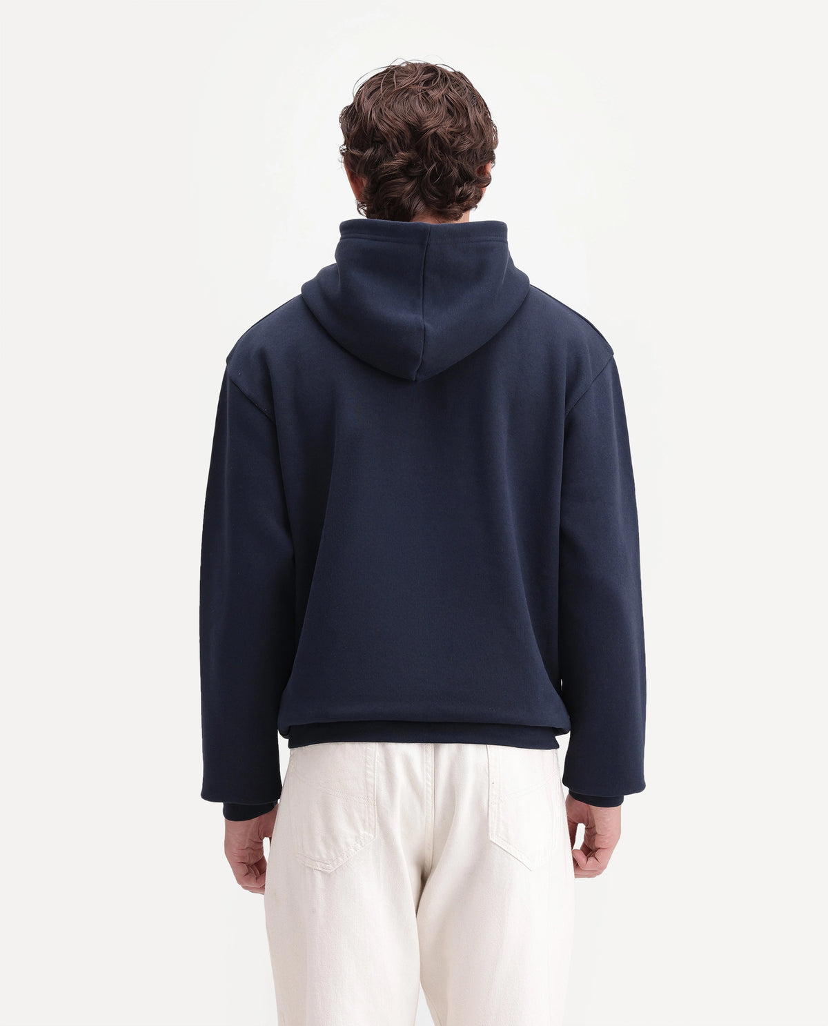 Rare Rabbit Men's Kiay Primary Navy Cotton Blend Hooded Regular Embroidered Sweatshirt