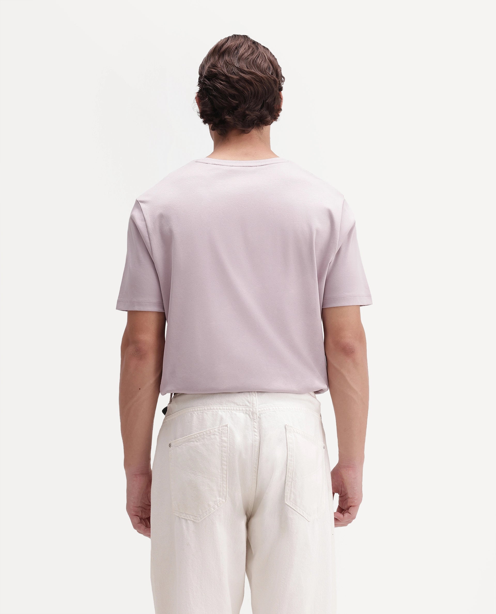 Rare Rabbit Men's Gist Light Pink Cotton Crew Neck Regular Plain T-Shirt