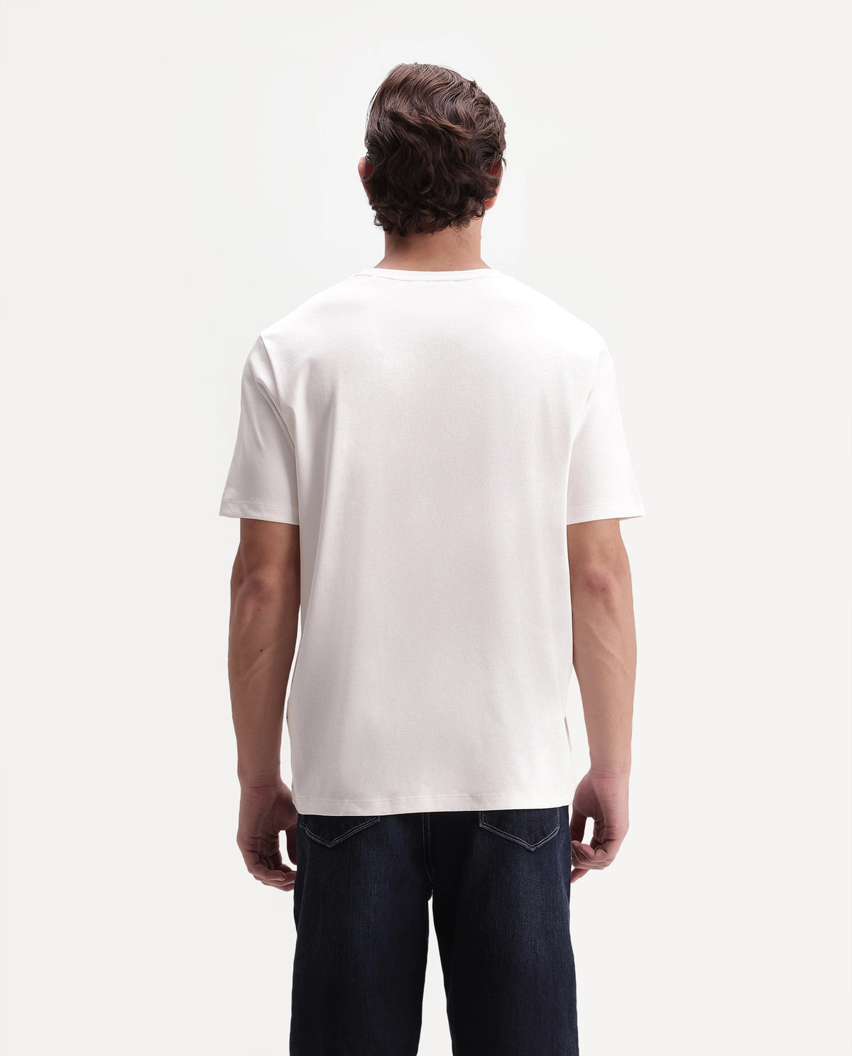 Rare Rabbit Men's Werf Primary White Cotton Crew Neck Regular Plain T-Shirt