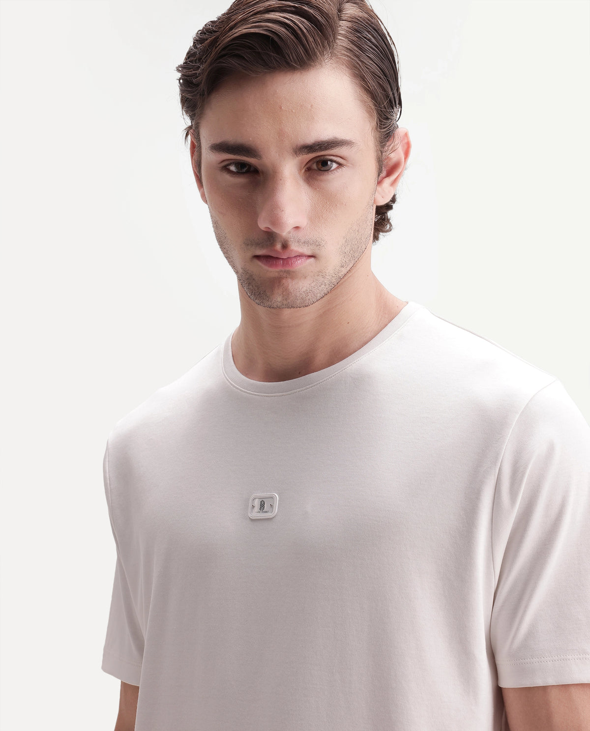 Rare Rabbit Men's Werf Primary White Cotton Crew Neck Regular Plain T-Shirt