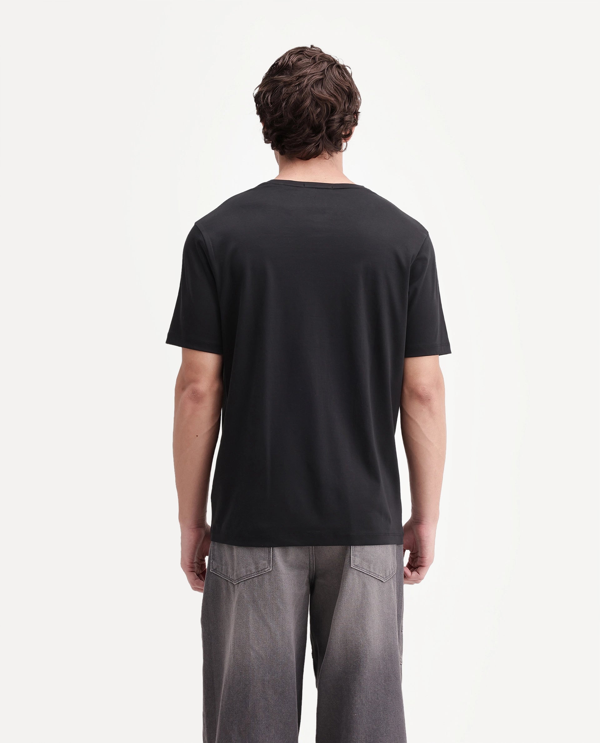 Rare Rabbit Men's Seol Primary Black Cotton Crew Neck Regular Graphic Print T-Shirt