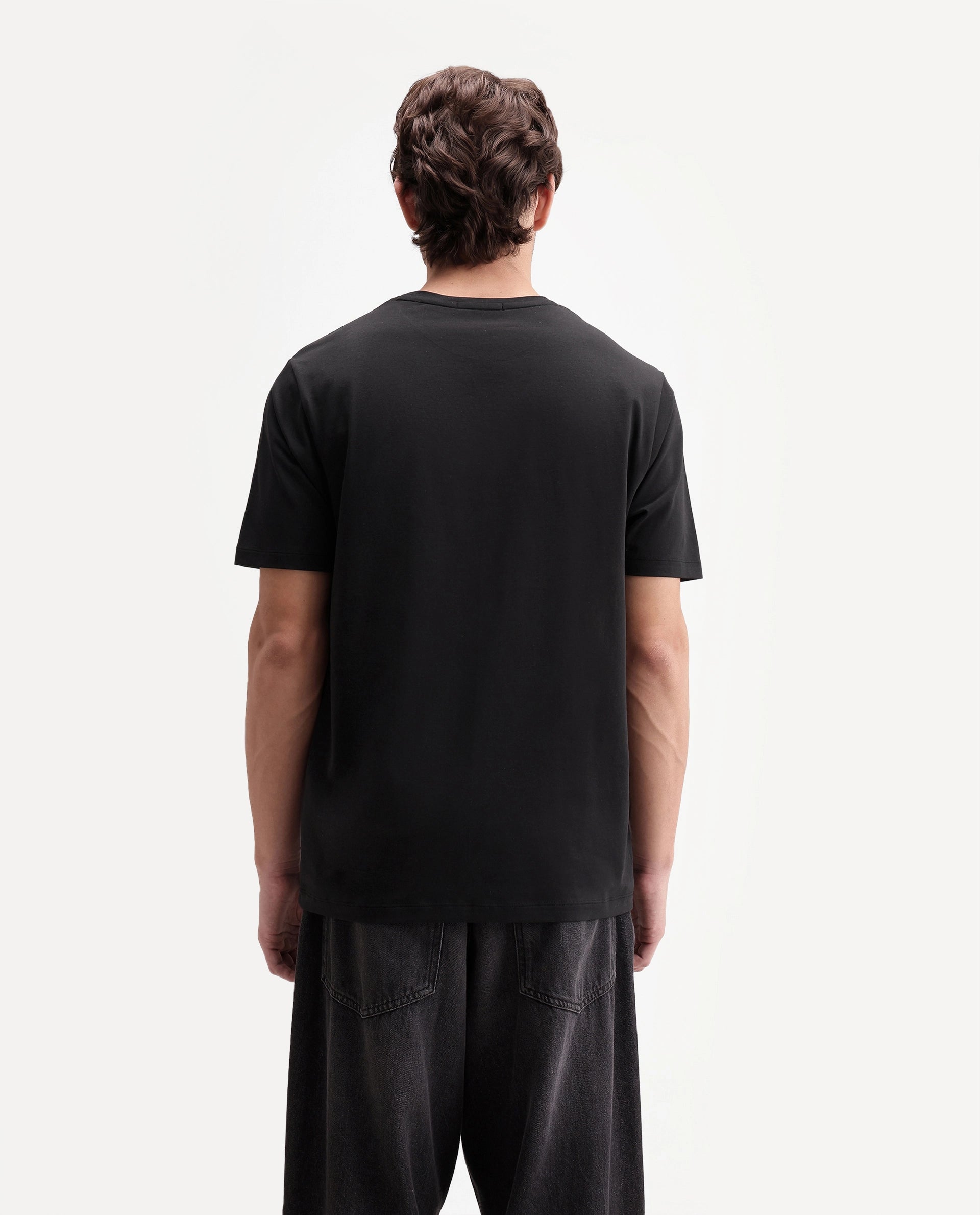 Rare Rabbit Men's Froch Black Cotton Blend Crew Neck Regular Graphic Print T-Shirt