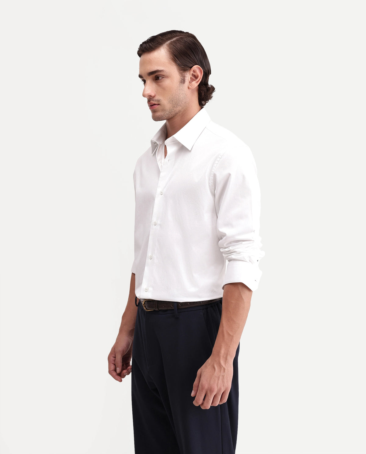 Rare Rabbit Men's Cent Primary White Cotton Spread Collar Regular Plain Shirt