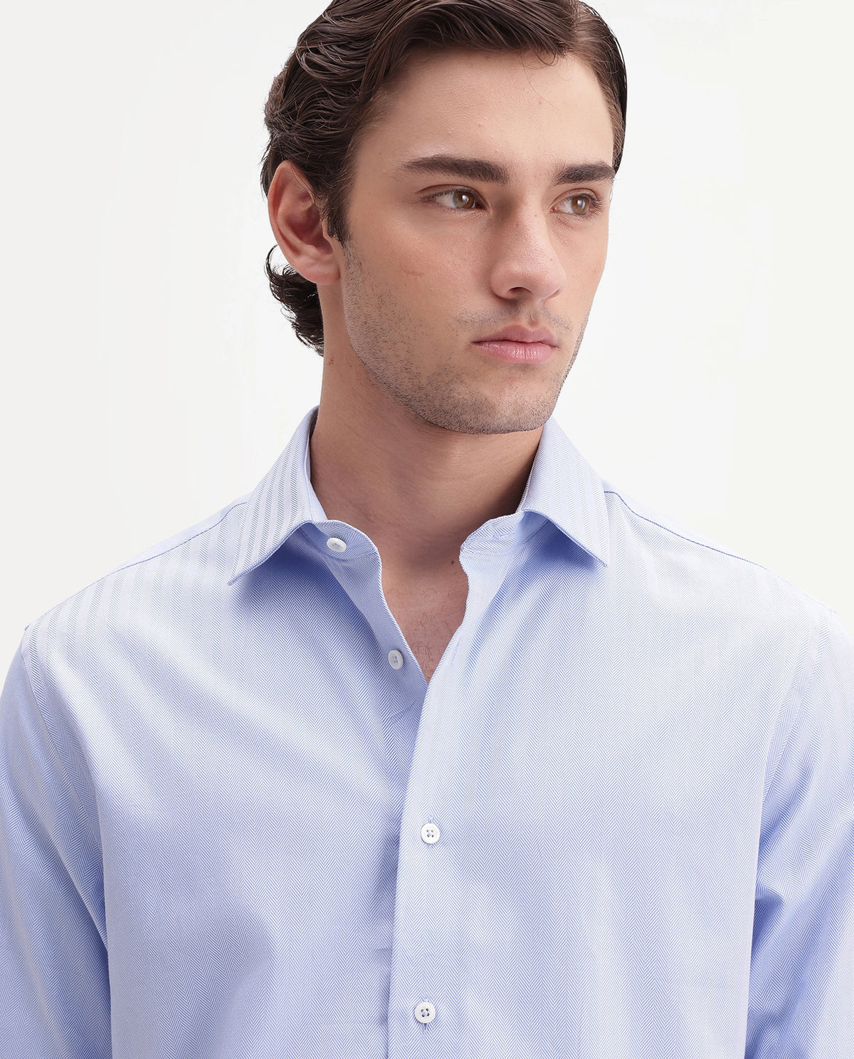 Rare Rabbit Men's Farga Primary Blue Cotton Spread Collar Regular Plain Shirt