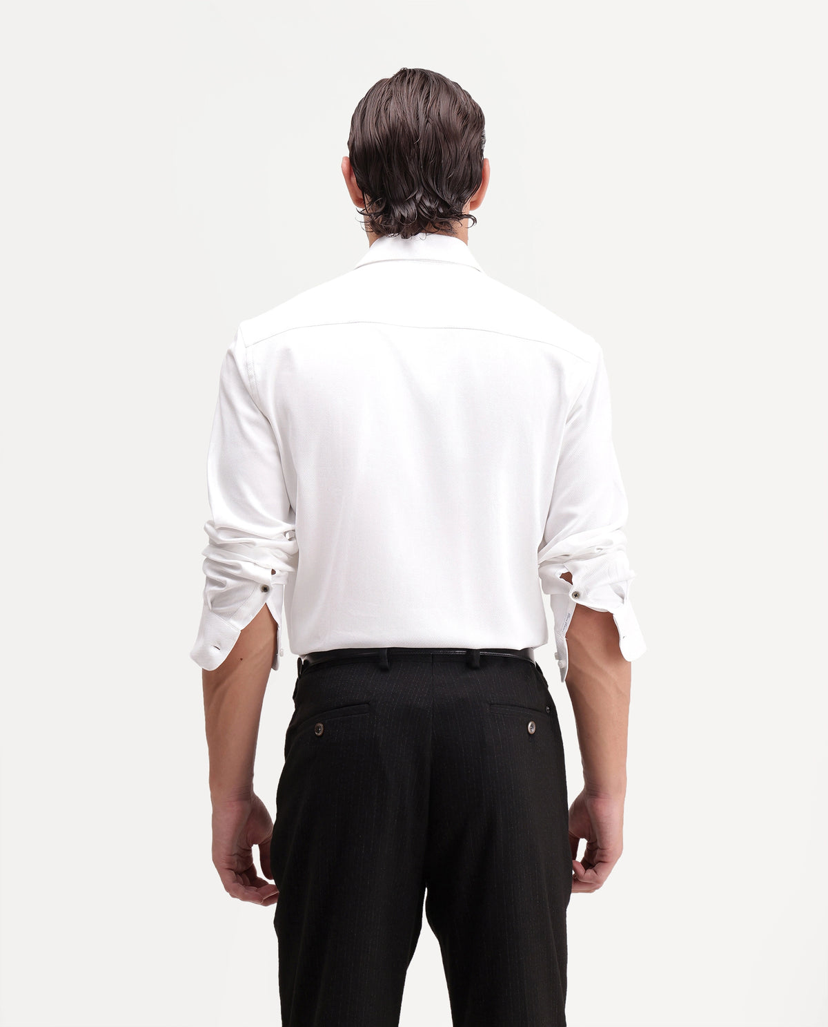 Rare Rabbit Men's Casa Primary White Cotton Spread Collar Regular Plain Shirt