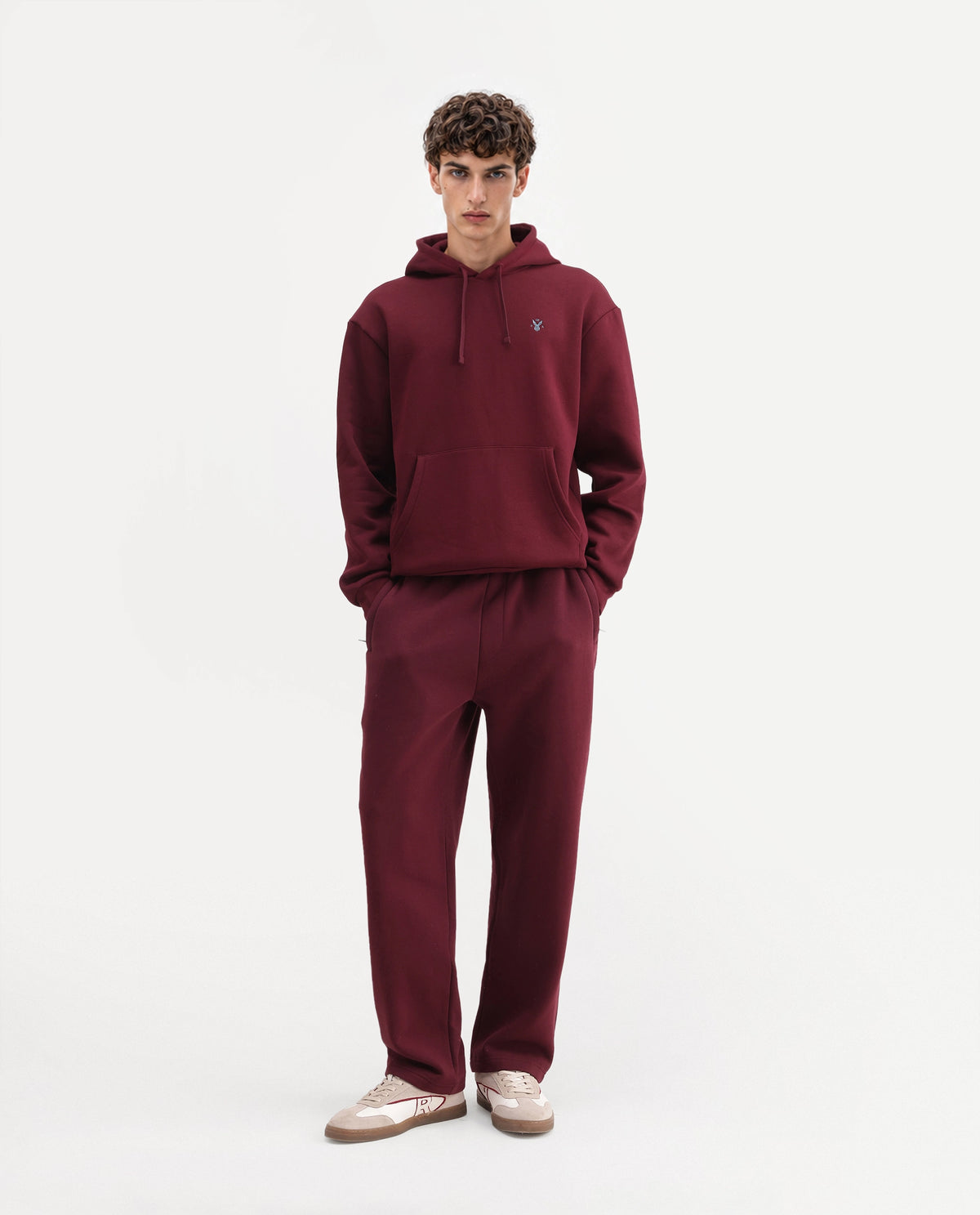 Rare Rabbit Men's Kore-T Maroon Cotton Blend Regular Plain Track Pant