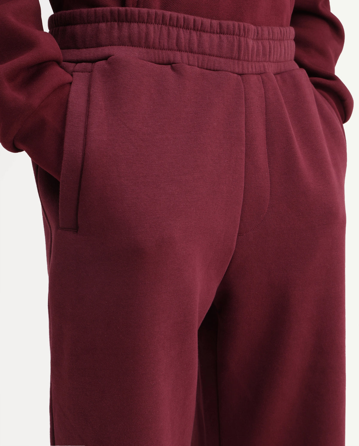 Rare Rabbit Men's Kore-T Maroon Cotton Blend Regular Plain Track Pant