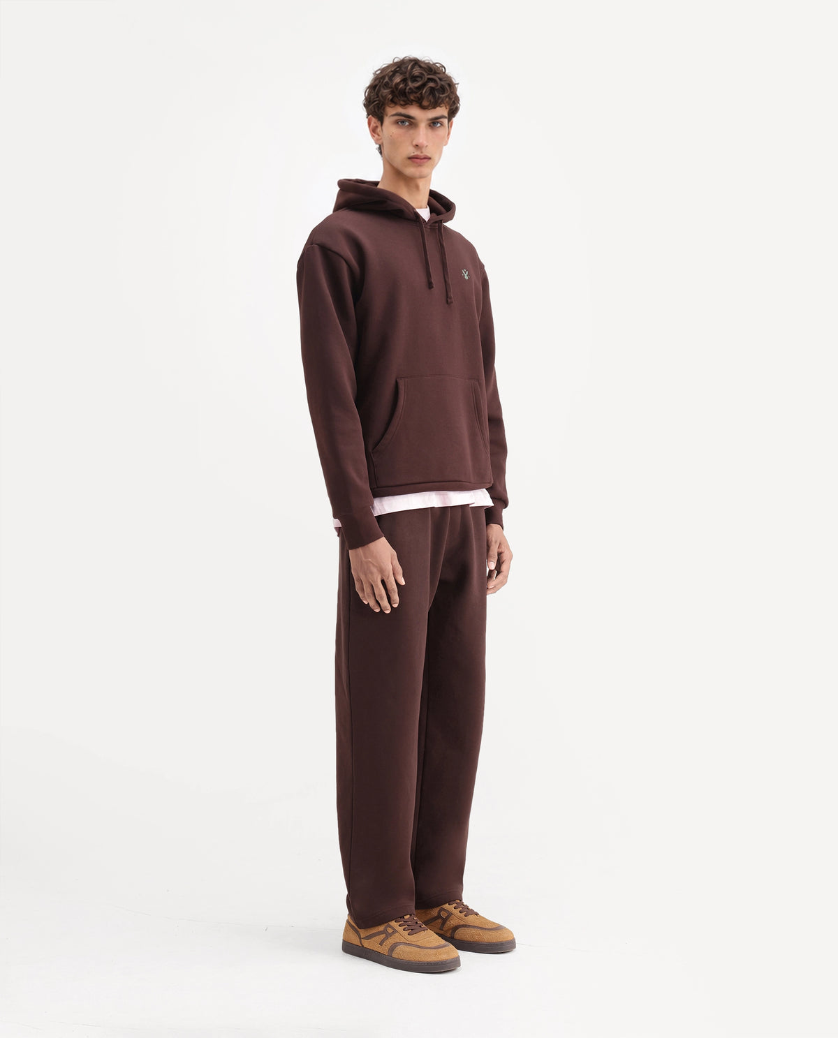 Rare Rabbit Men's Kore-T Brown Cotton Blend Regular Plain Track Pant