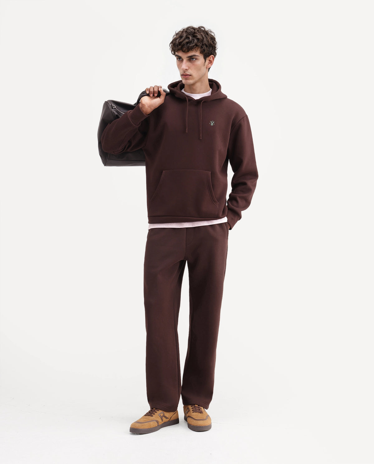 Rare Rabbit Men's Kore-T Brown Cotton Blend Regular Plain Track Pant