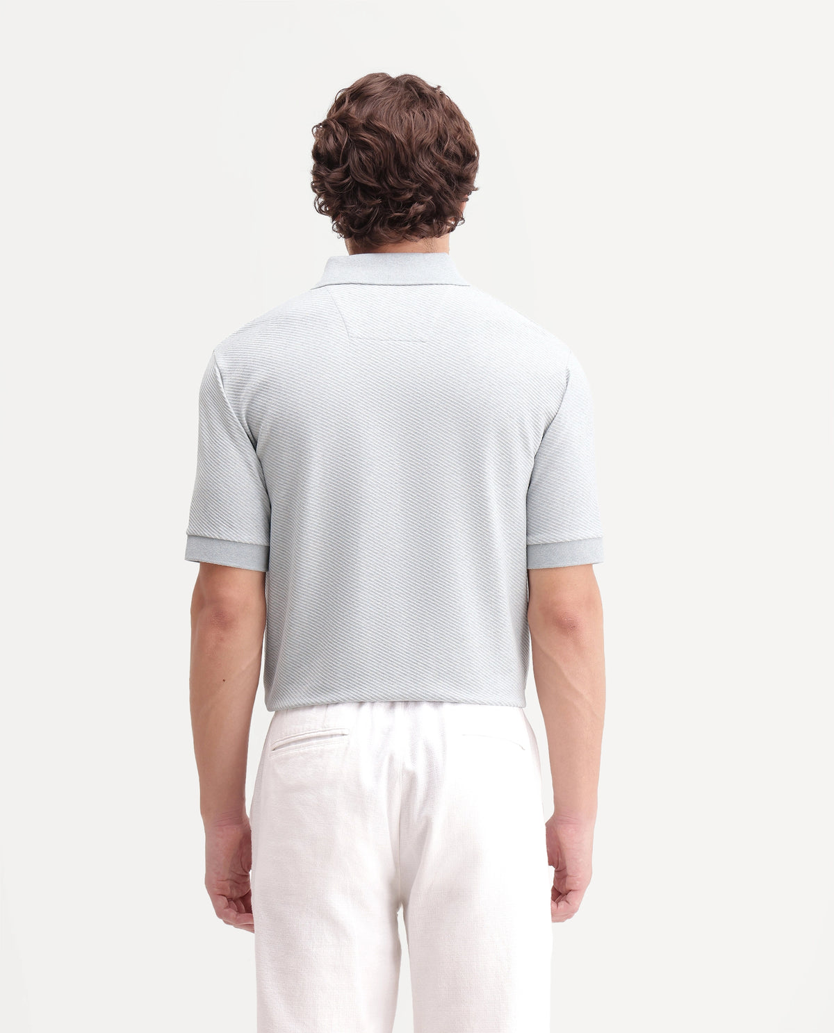 Rare Rabbit Men's Digi-A26 Pastel Blue Cotton Blend Johnny Collar Regular Jacquard Polo