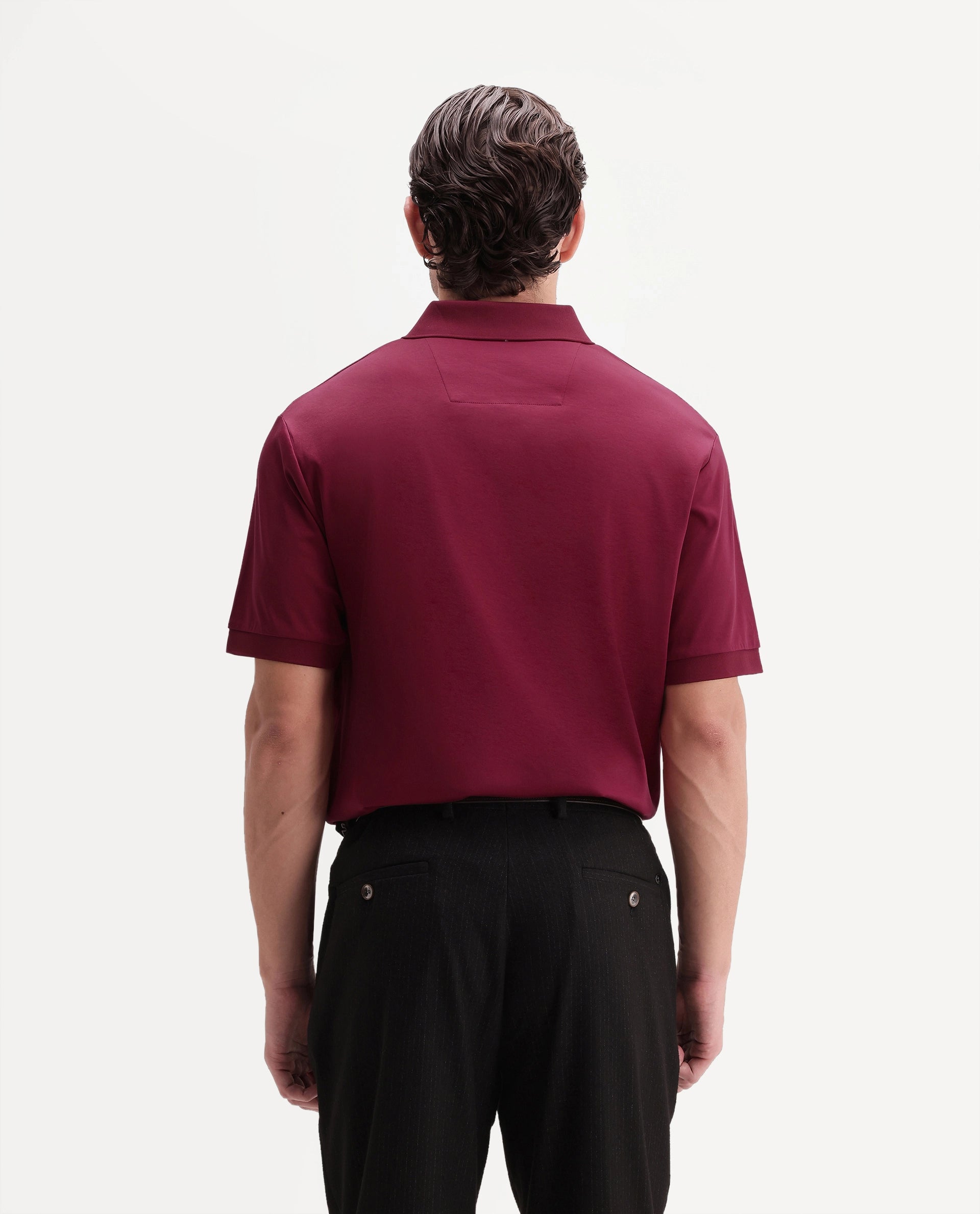 Rare Rabbit Men's Row-A26 Red Cotton Spread Collar Regular Plain Polo