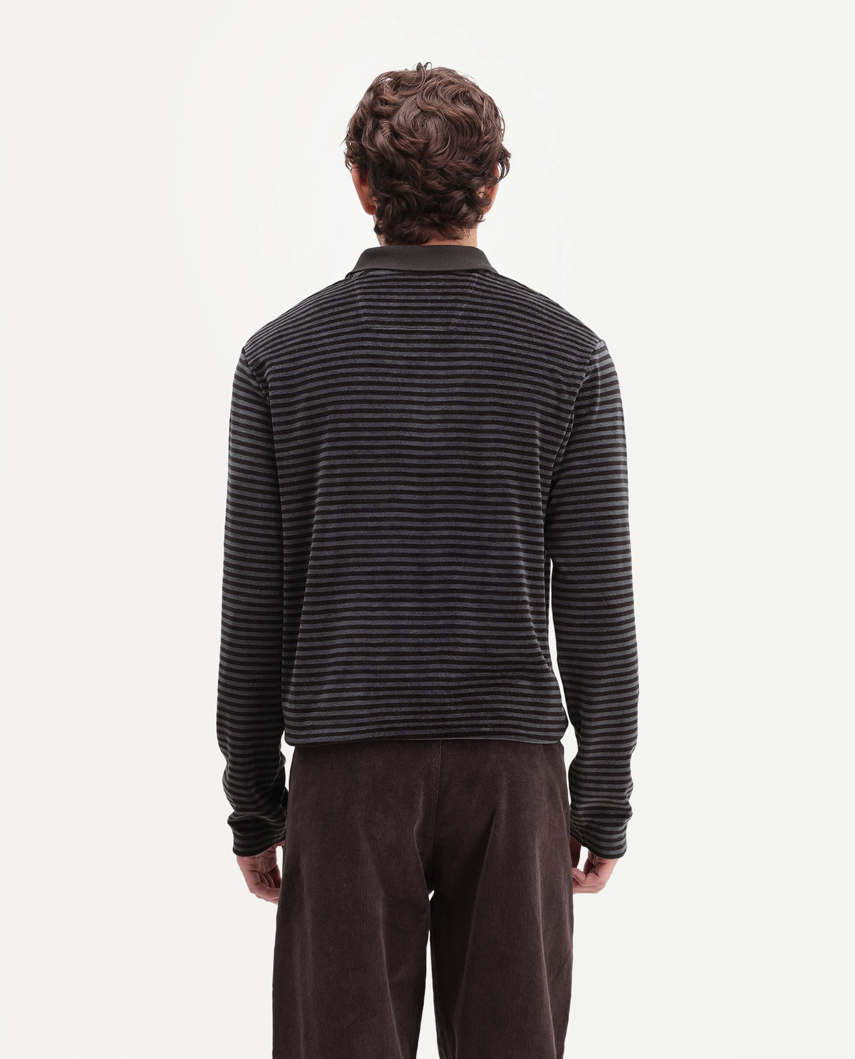 Rare Rabbit Men's Couv Brown Cotton Blend Spread Collar Regular Striped Polo