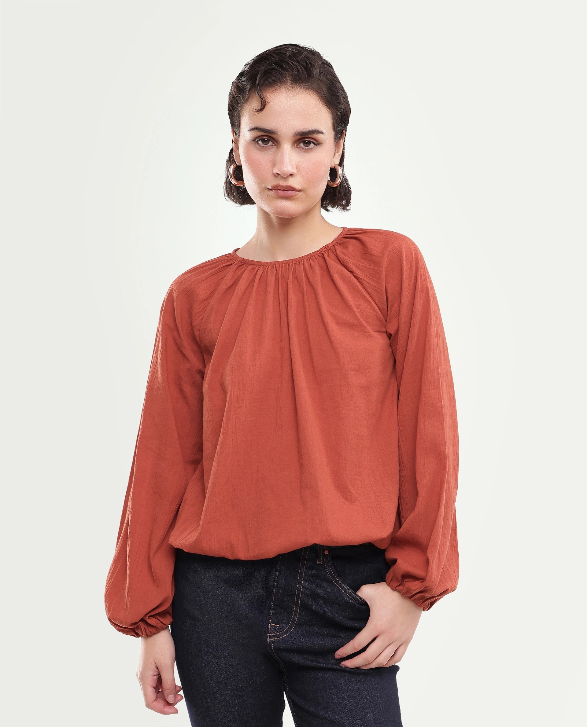 Rareism Women's Giro (Rsm) Solid Cotton Regular Long Sleeves Top