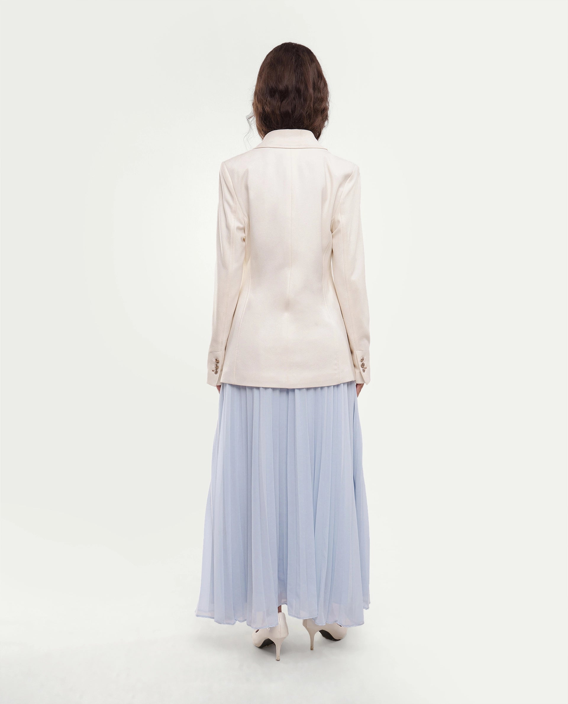 Rareism Women's Foski Pastel Blue Polyester Pull-On Pleated Skirt