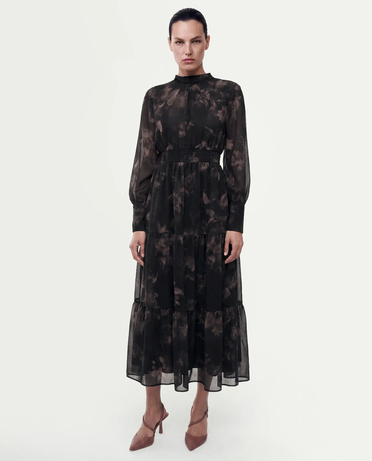 Rareism Women's Yuval Brown Polyester Button Fit And Flare Dress