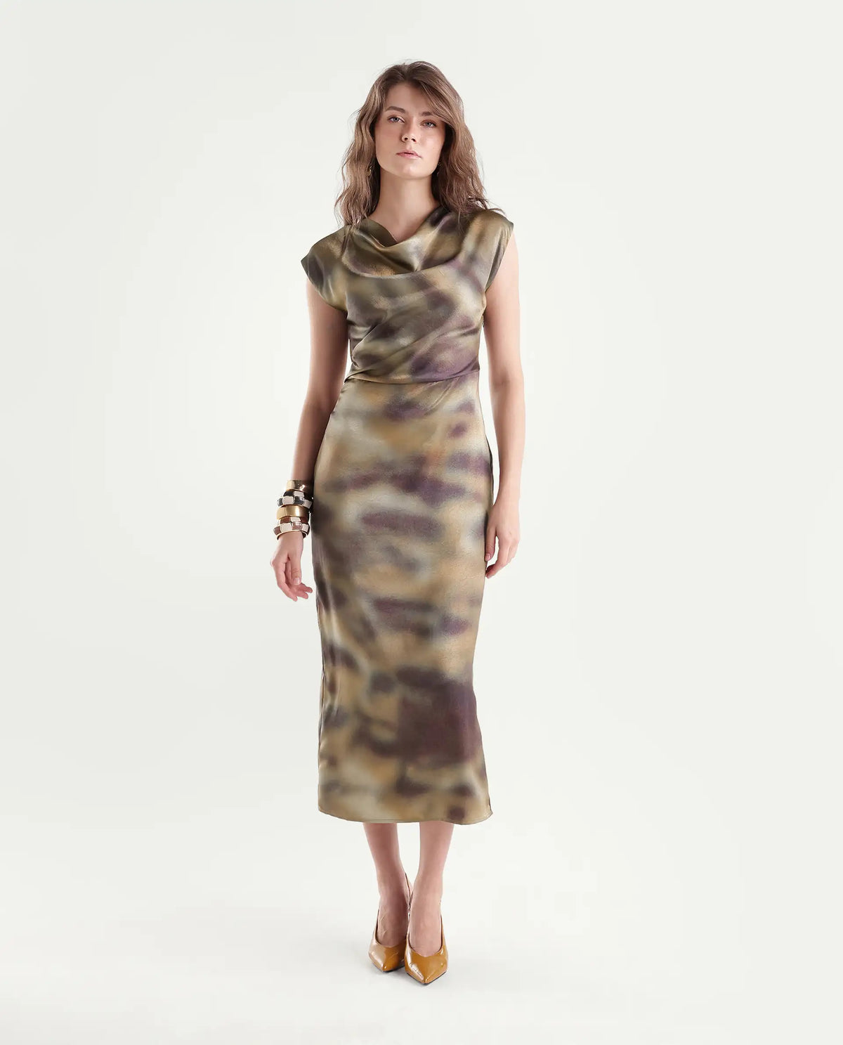 Rareism Women's Imera Multi Polyester Zipper Sheath Abstract Print Dress