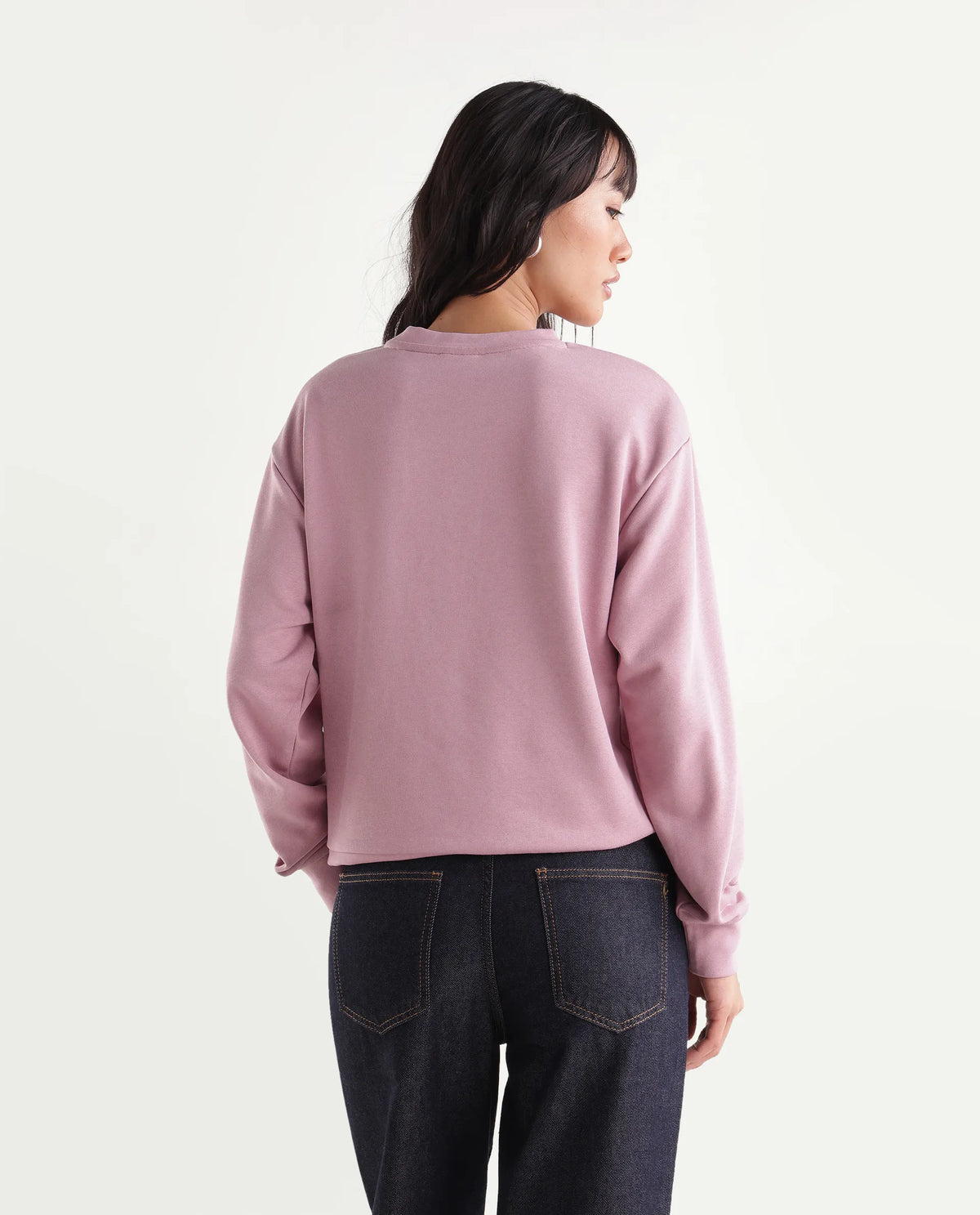 Rareism Women's Pick-T Dusky Pink Cotton Blend Pull-On Relaxed Fit Embroidered Sweatshirt
