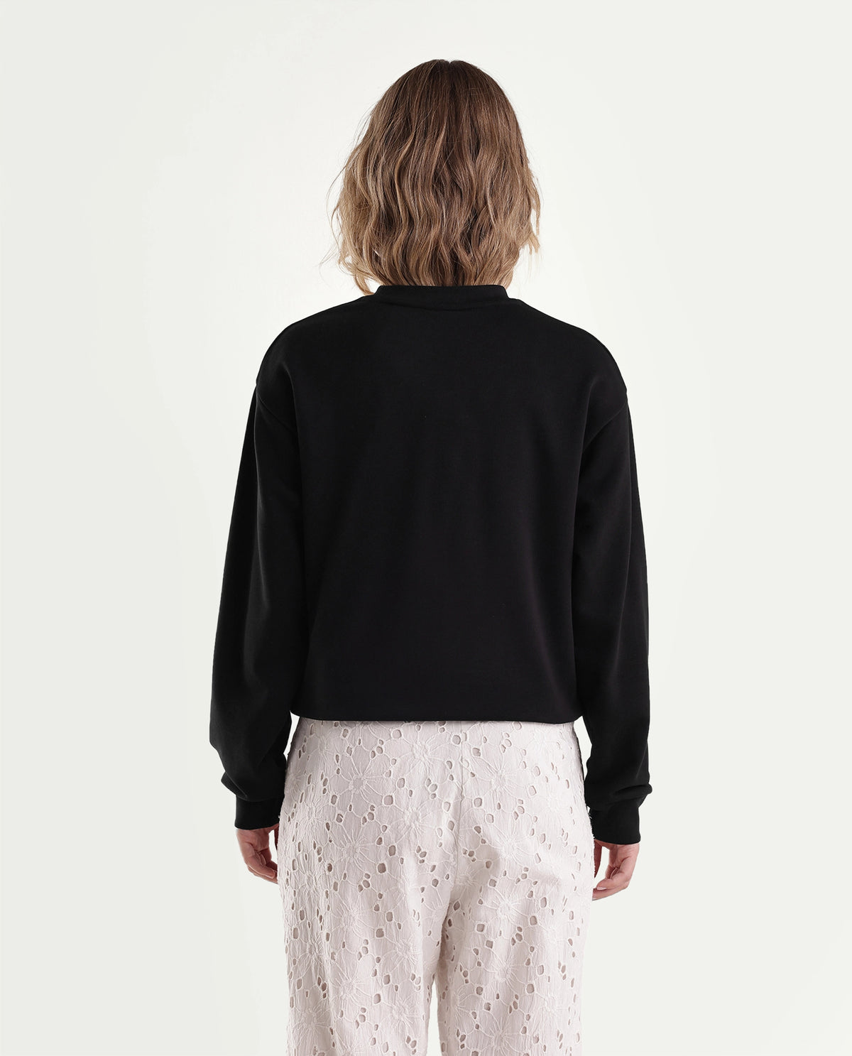 Rareism Women's Plat Black Cotton Blend Pull-On Relaxed Fit Floral Print Sweatshirt - image 7