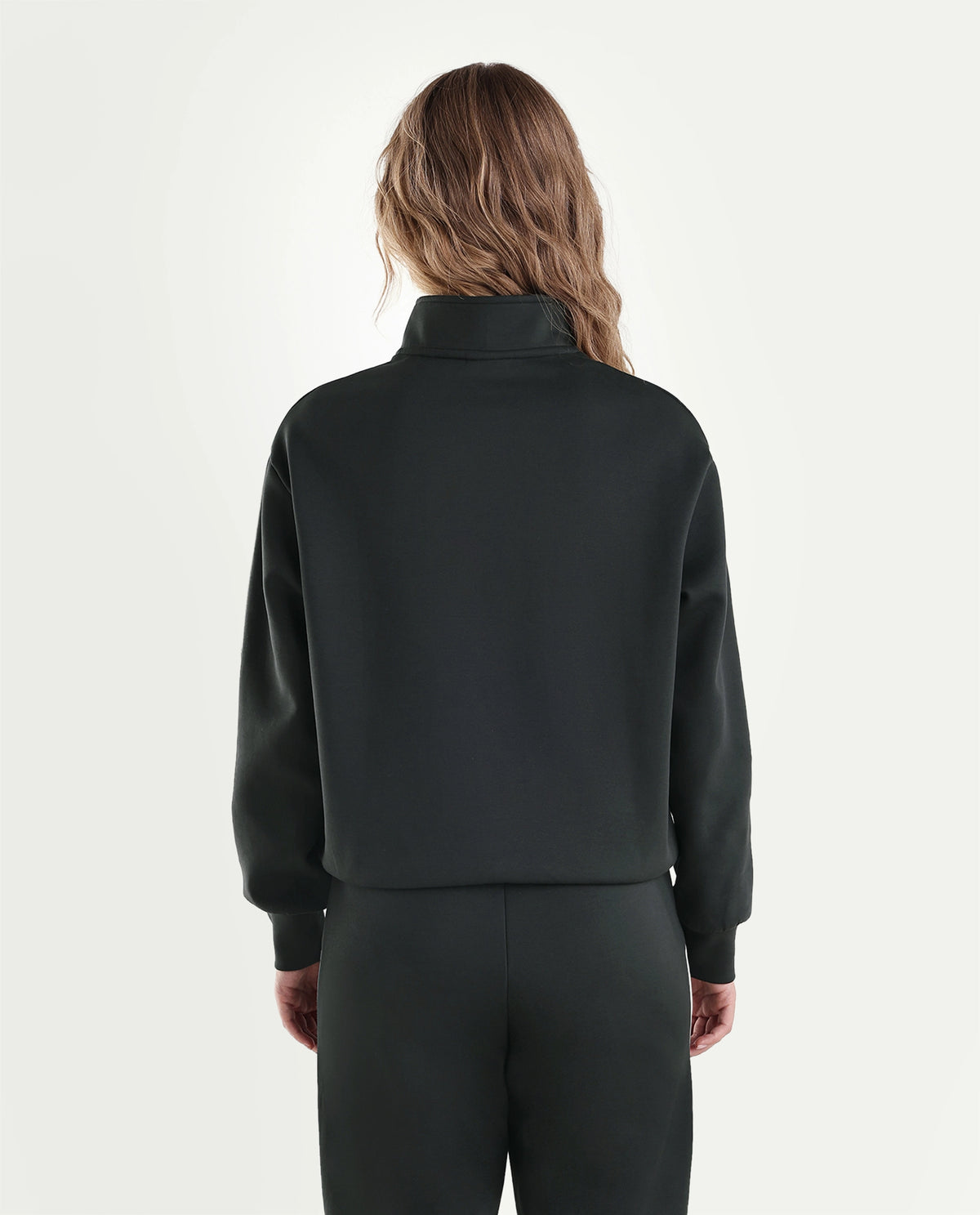 Rareism Women's Pint-T Dark Olive Cotton Blend Zipper Relaxed Fit Sweatshirt