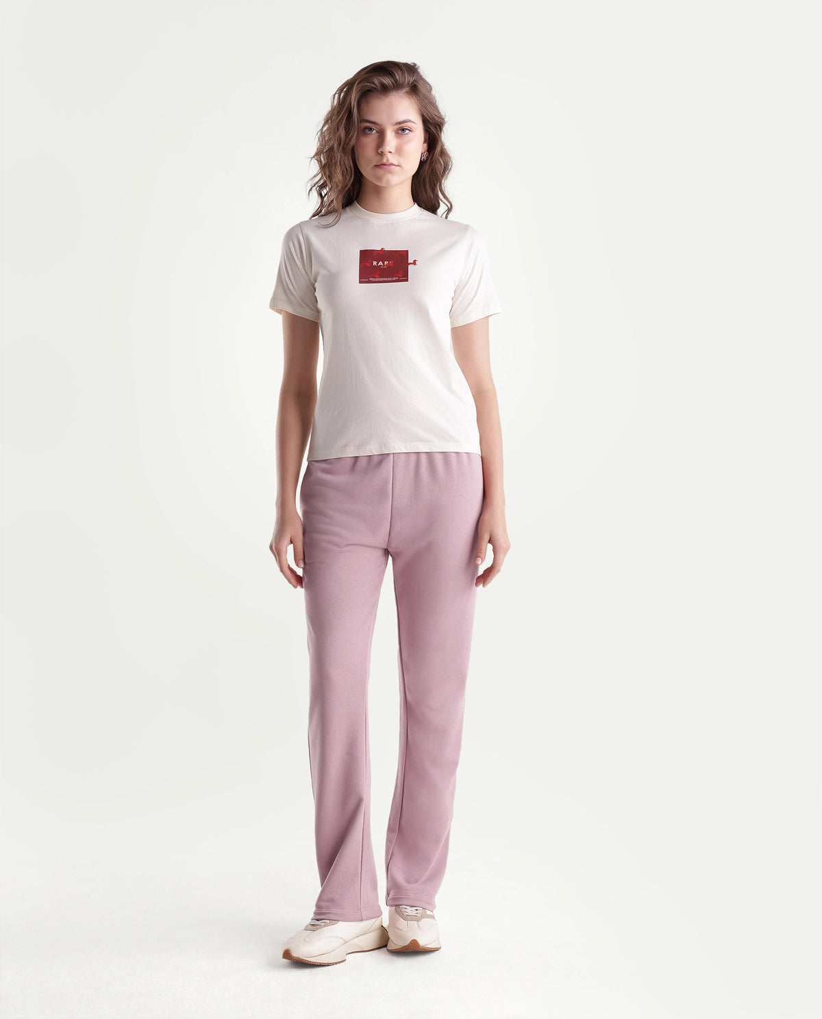 Rareism Women's Pick-B Dusky Pink Cotton Blend Straight Track Pant