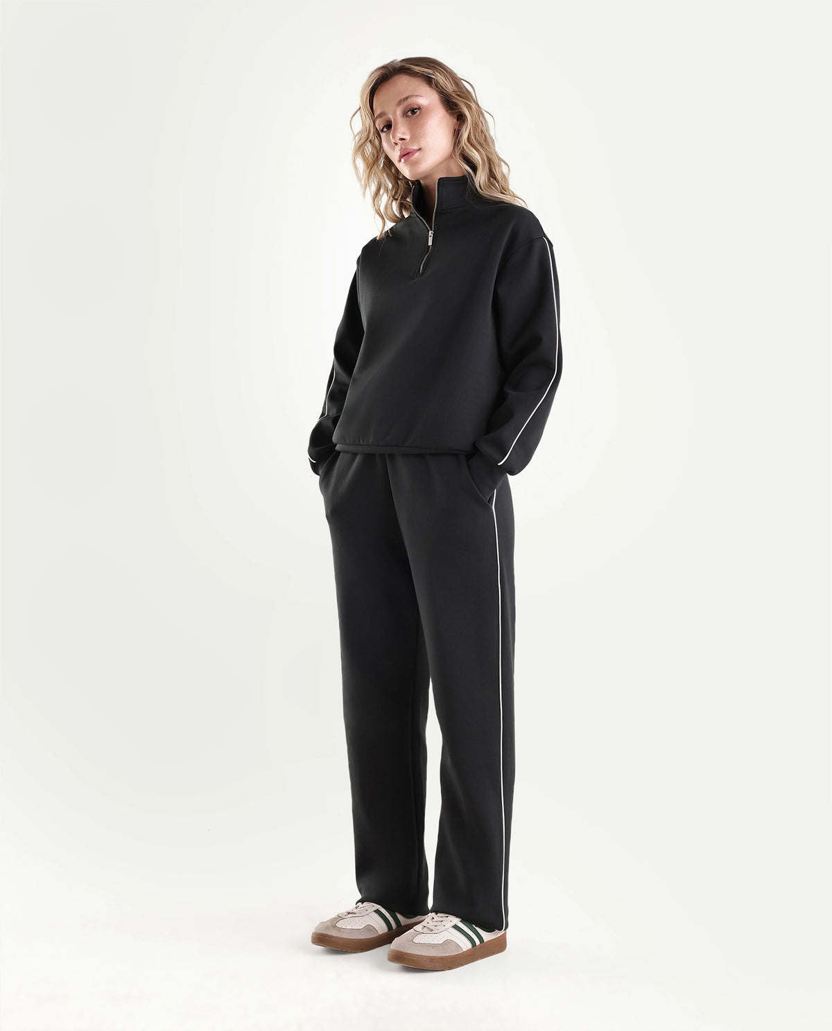 Rareism Women's Pint-B Dark Olive Cotton Blend Elastic Straight Track Pant