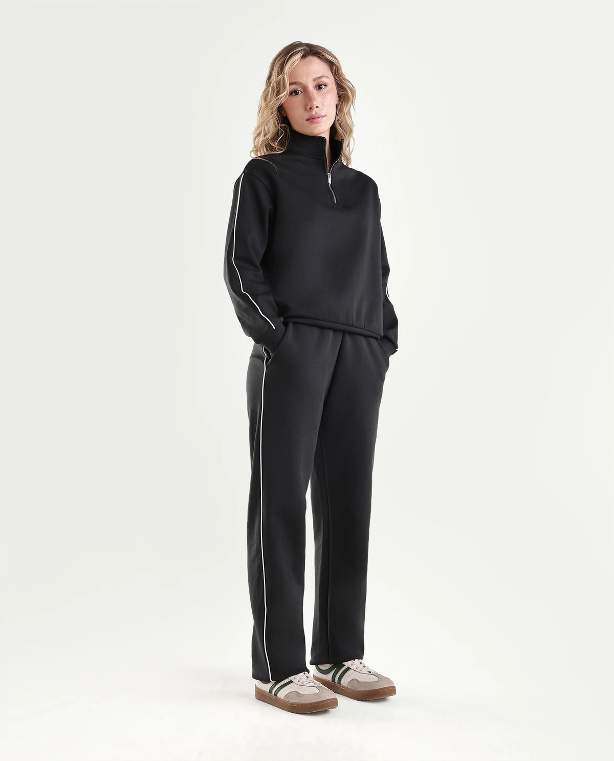 Rareism Women's Pint-B Dark Olive Cotton Blend Elastic Straight Track Pant
