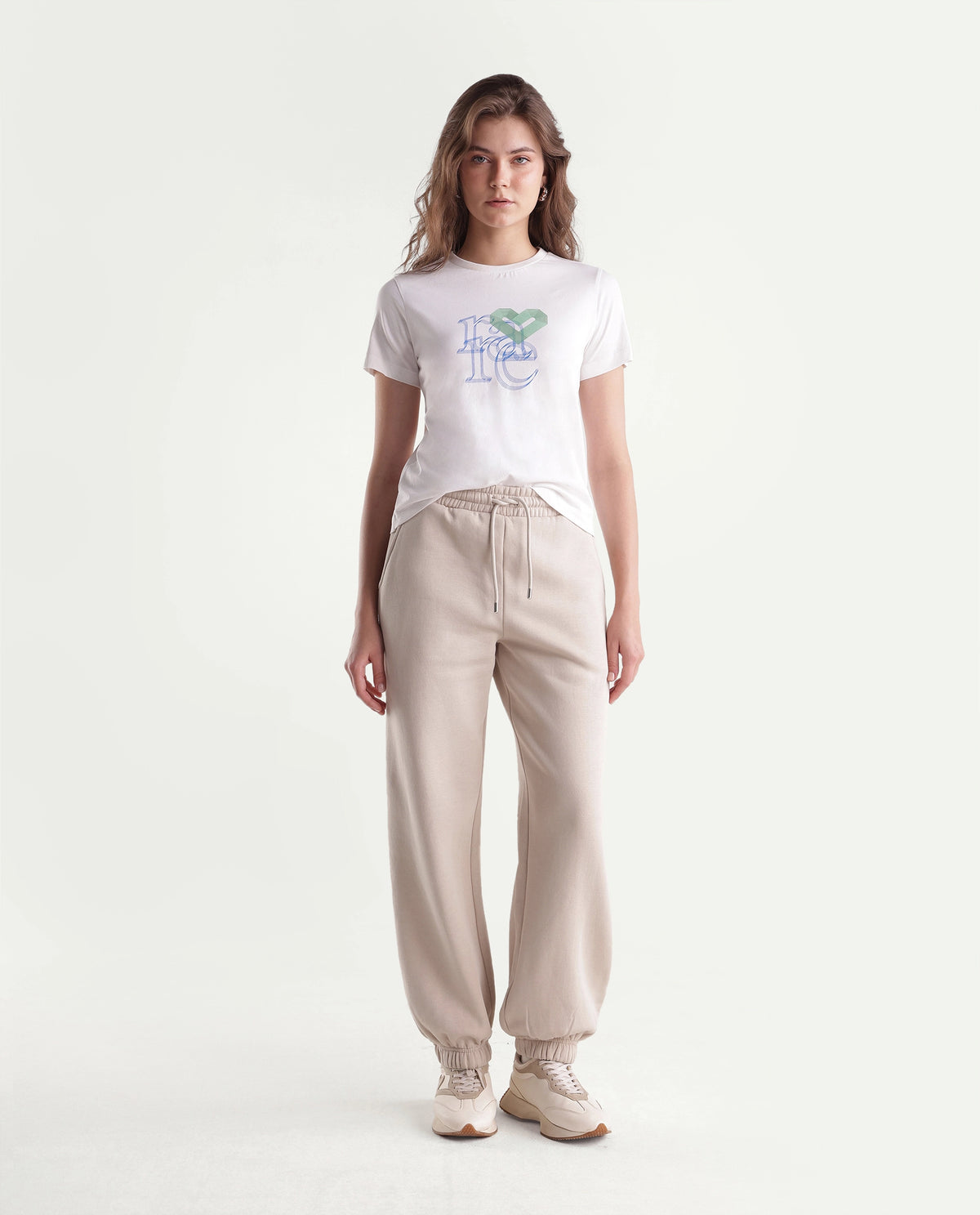 Rareism Women's Parka-B Light Beige Cotton Blend Drawstring Jogger Track Pant