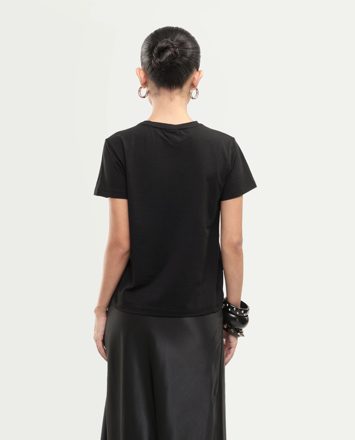Rareism Women's Purge Black Cotton Blend Pull-On Regular Fit T-Shirt