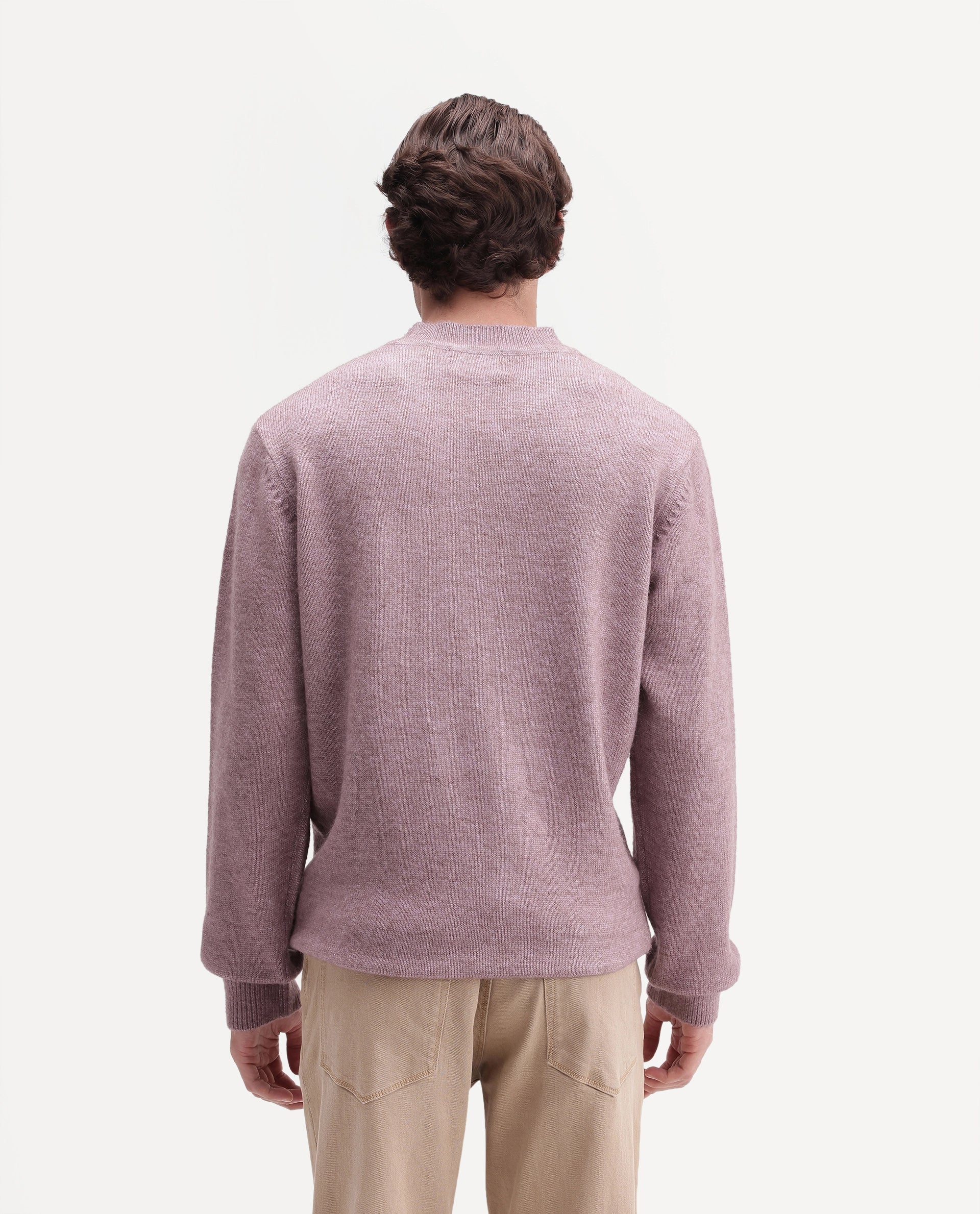 Rare Rabbit Men's Manny Dusky Pink Acrylic Blend Regular Fit Plain Sweater
