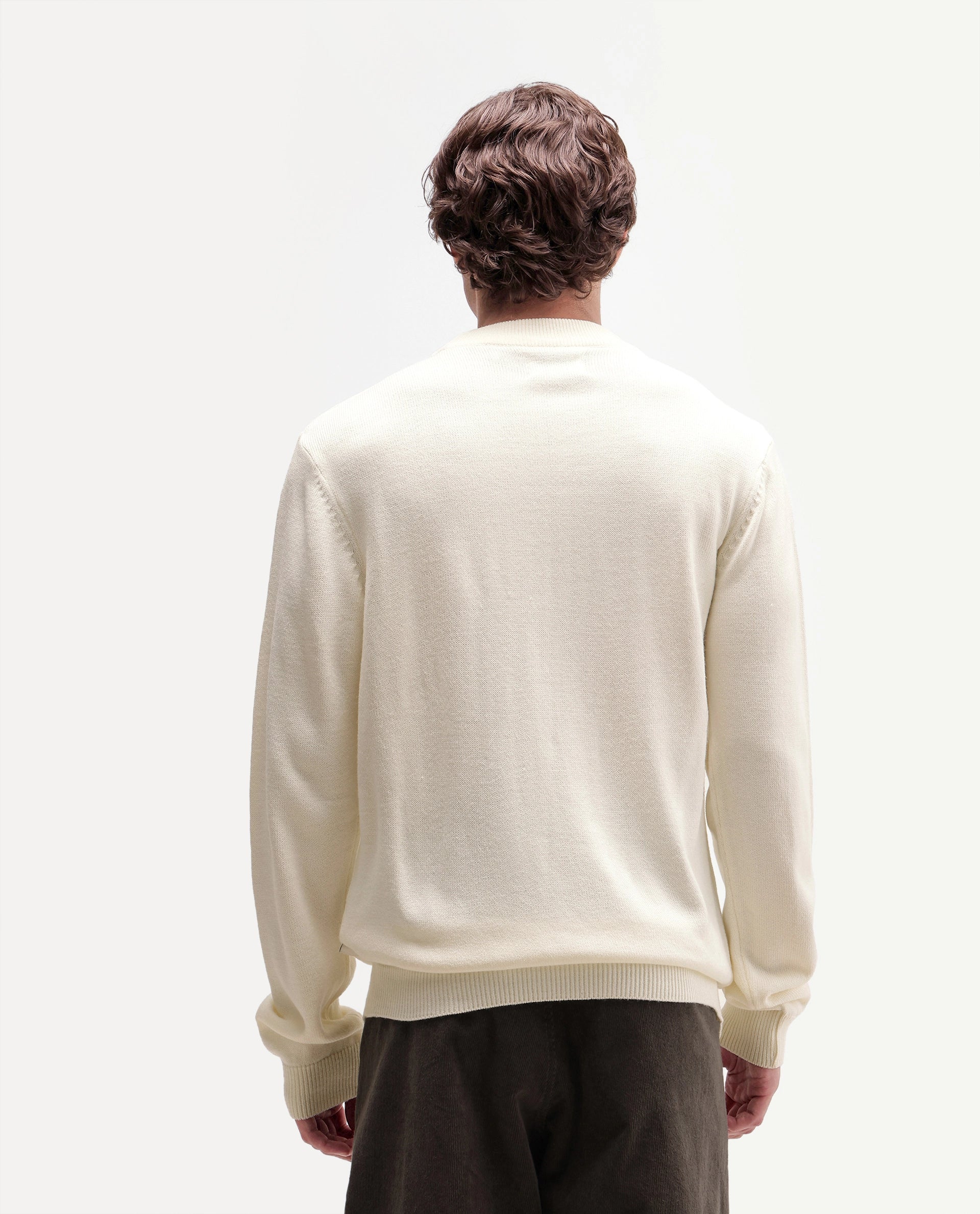 Rare Rabbit Men's Voss Off White Acrylic Regular Fit Embroidered Sweater