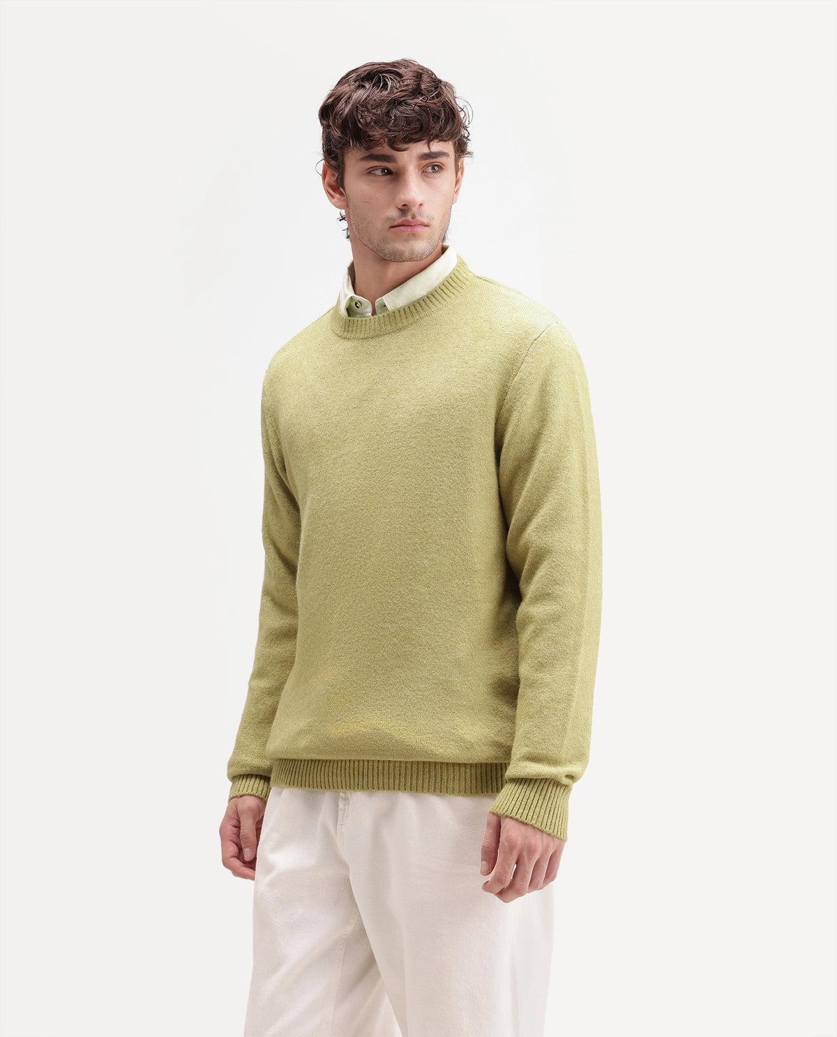 Rare Rabbit Men's Greno Light Green Acrylic Blend Regular Fit Plain Sweater