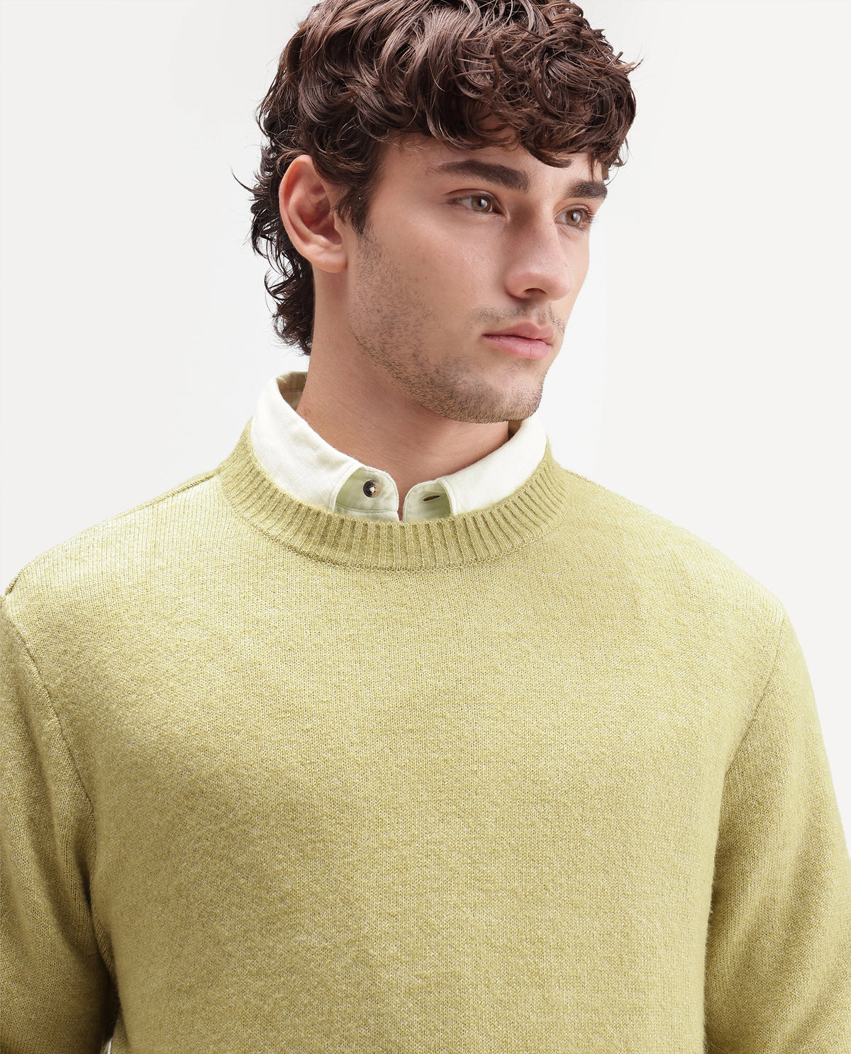 Rare Rabbit Men's Greno Light Green Acrylic Blend Regular Fit Plain Sweater