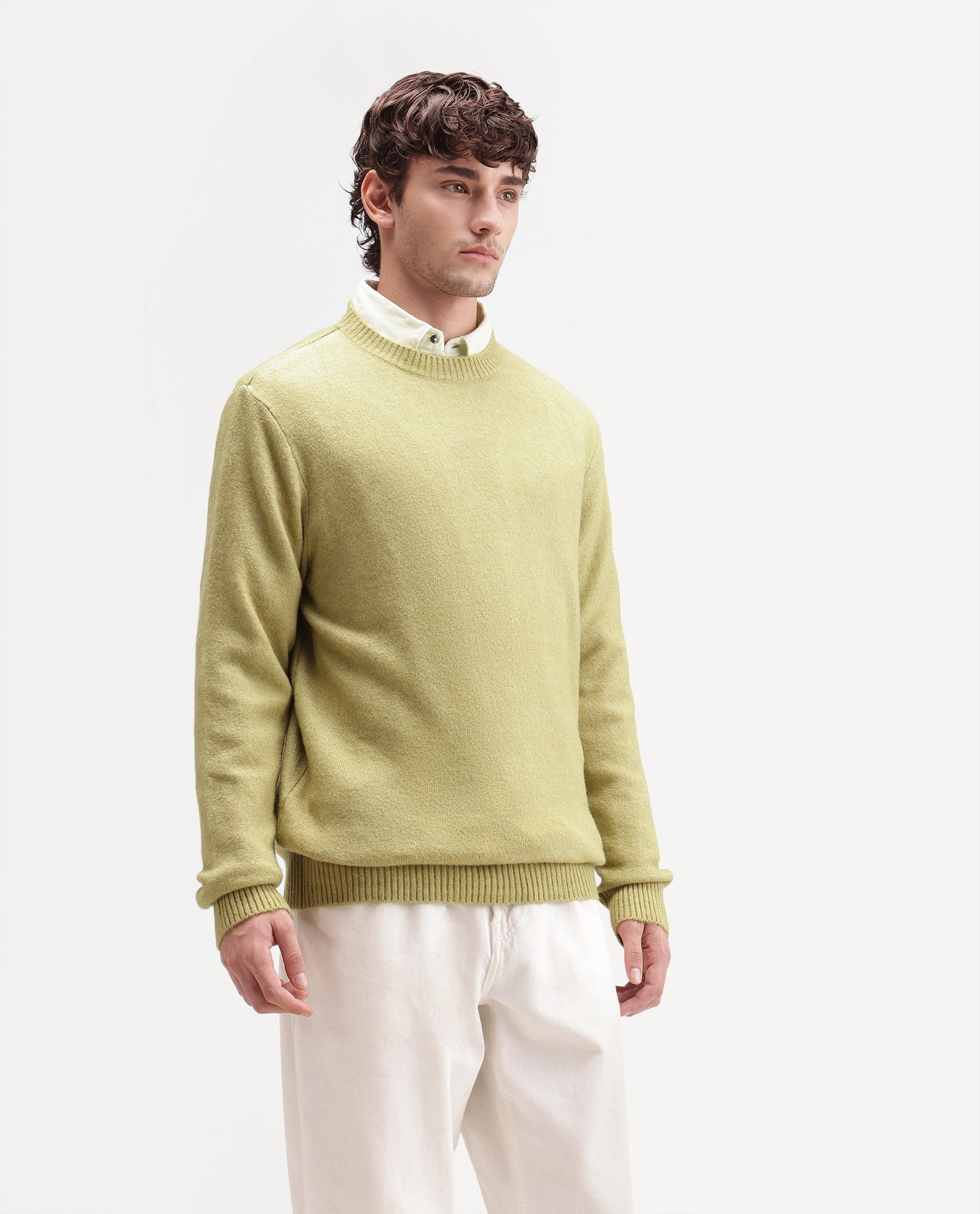 Rare Rabbit Men's Greno Light Green Acrylic Blend Regular Fit Plain Sweater