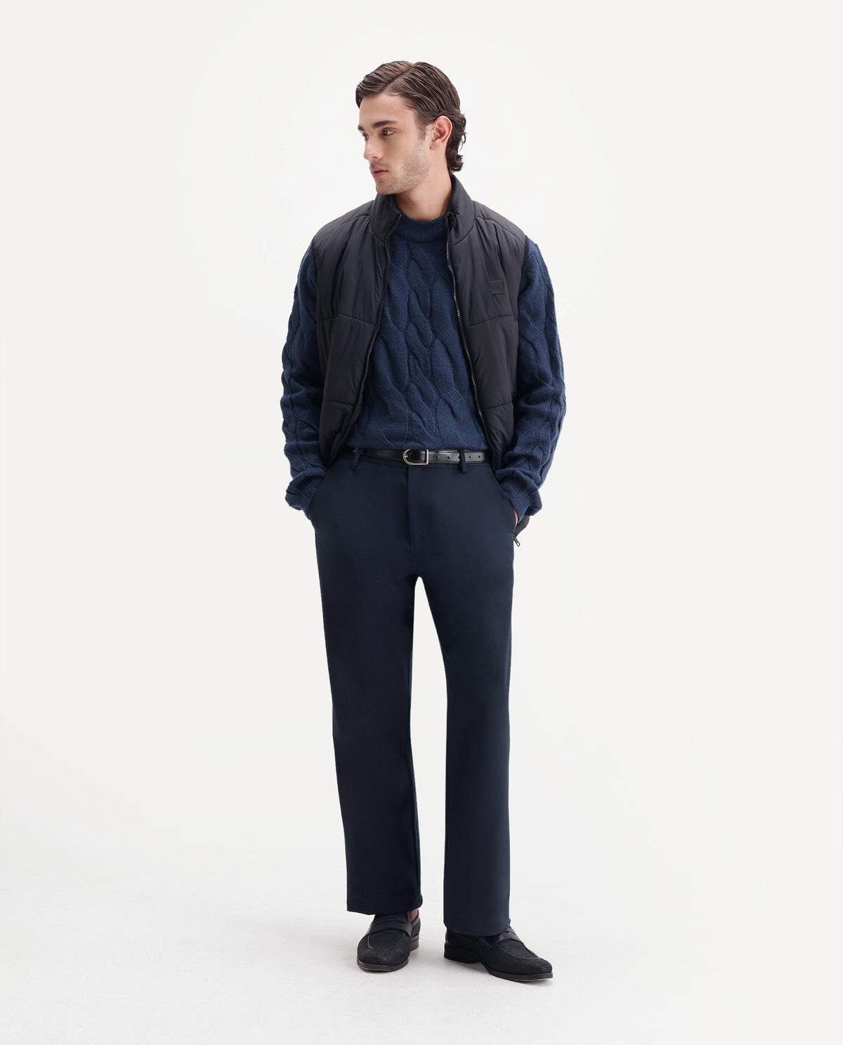 Rare Rabbit Men's Hury Navy Acrylic Blend Pull-On Regular Fit Textured Sweater