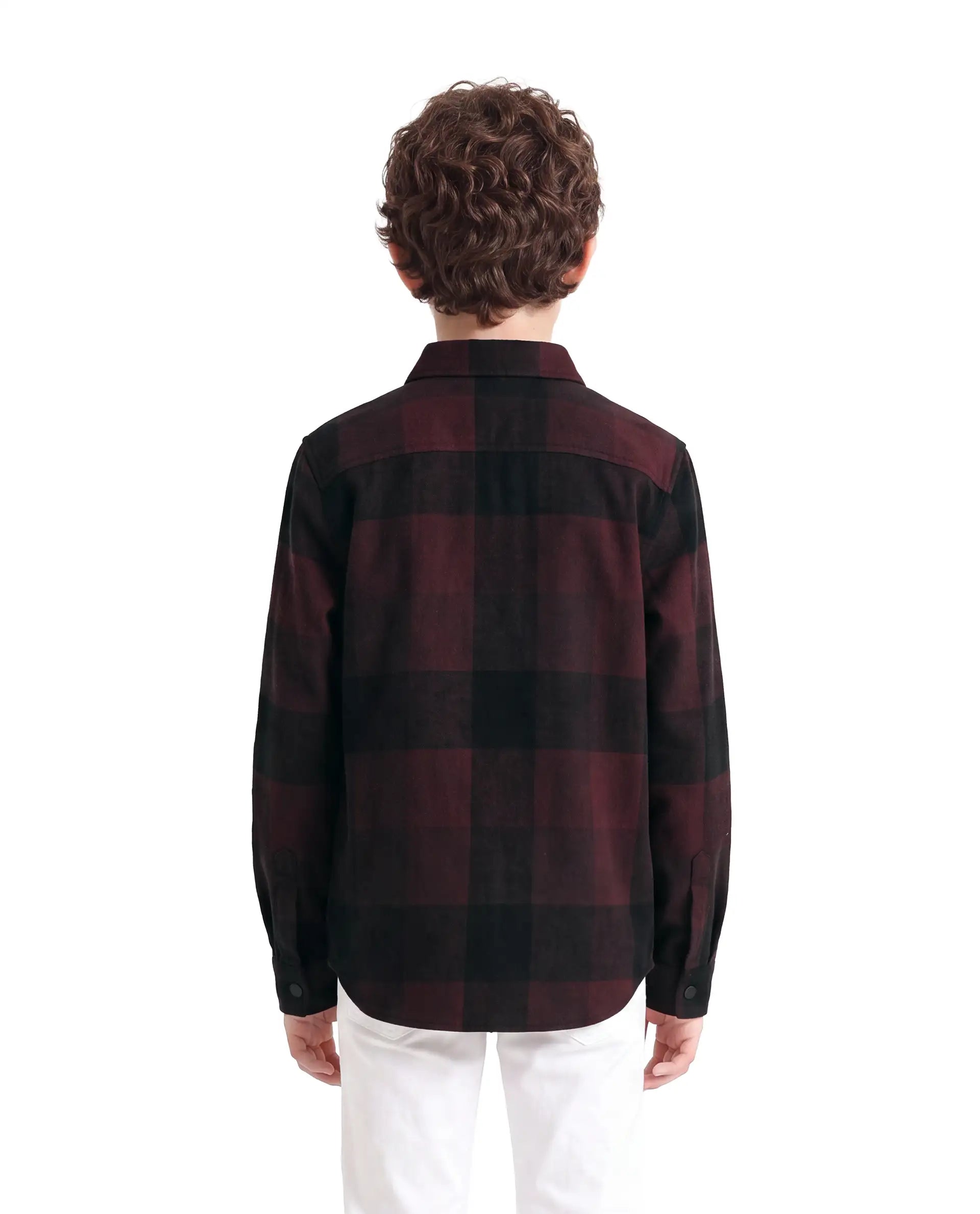 Rare Ones Kids Daxt Dark Rust Cotton Fabric Button Closure Regular Fit Checked Shirt