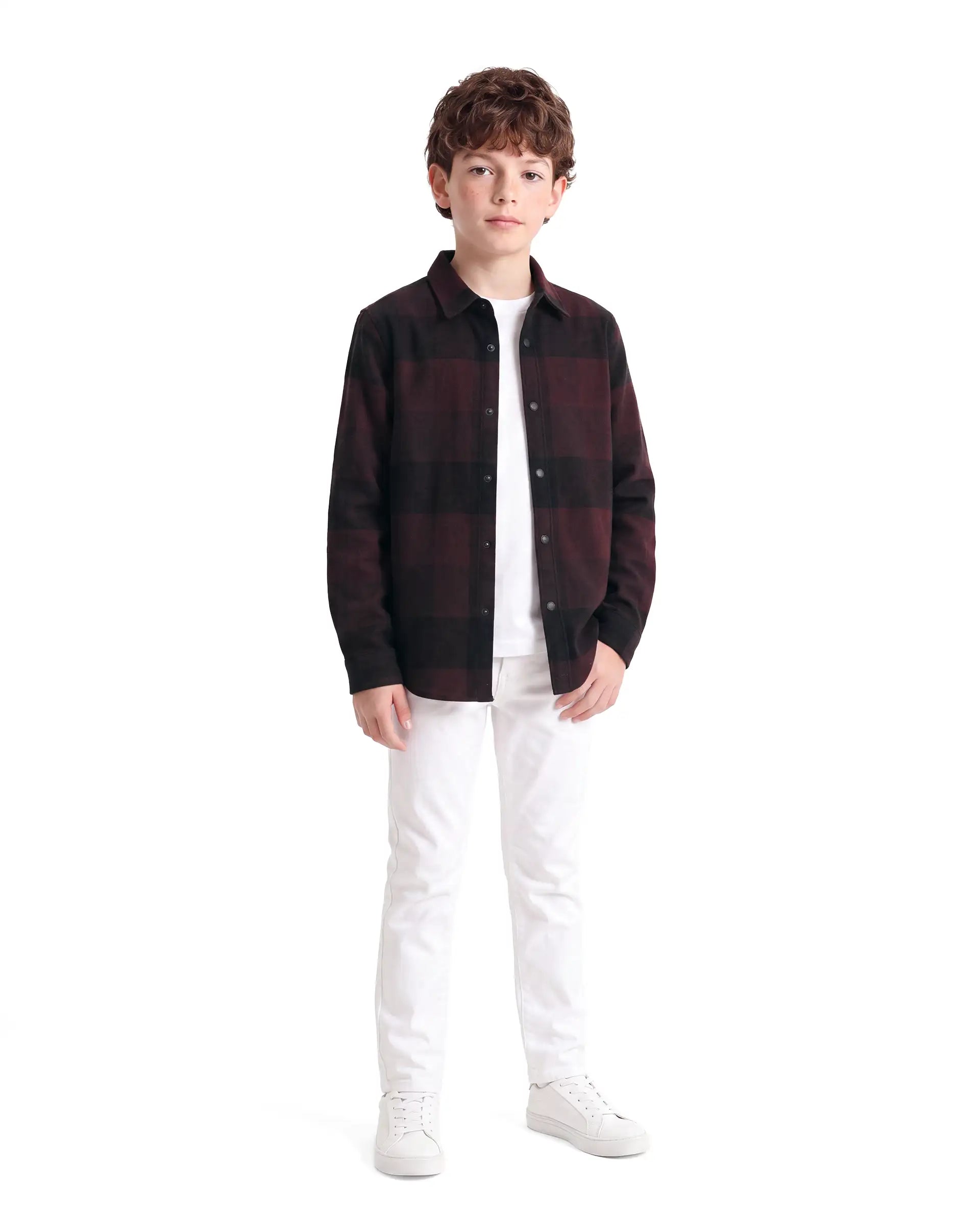 Rare Ones Kids Daxt Dark Rust Cotton Fabric Button Closure Regular Fit Checked Shirt