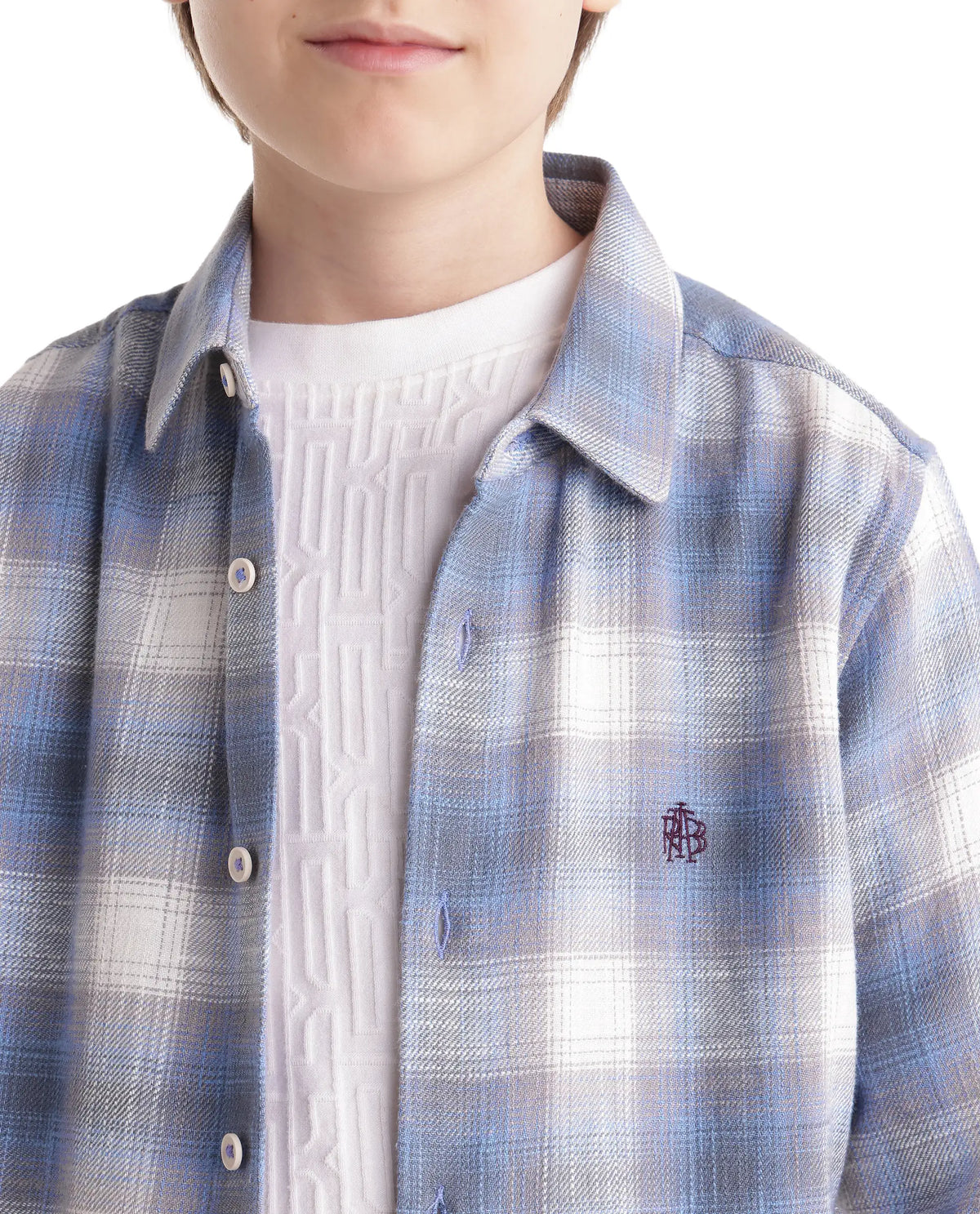 Rare Ones Kids Flan Purple Cotton Blend Fabric Button Closure Regular Fit Checked Shirt