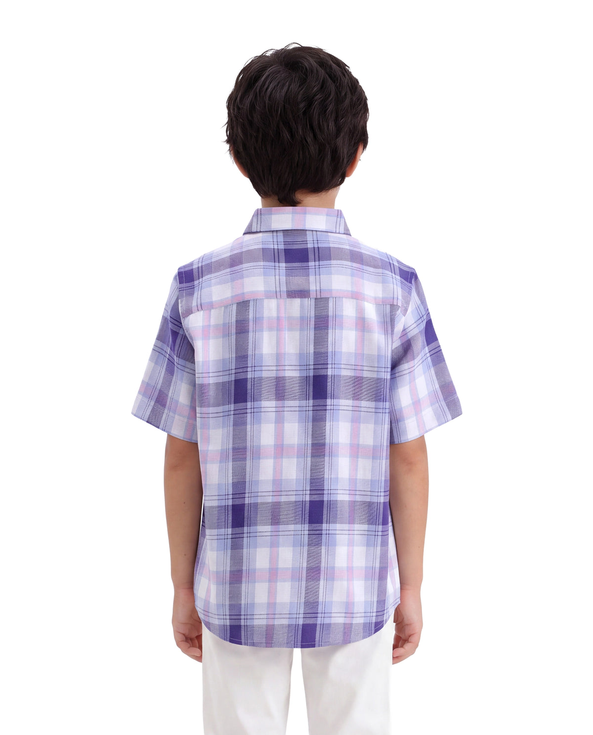 Rare Ones Kids Miller Light Purple Cotton Fabric Button Closure Regular Fit Checked Shirt