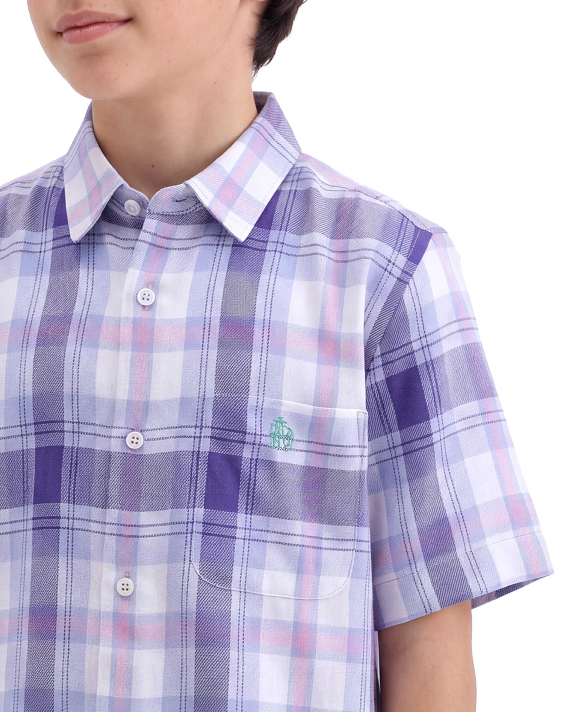 Rare Ones Kids Miller Light Purple Cotton Fabric Button Closure Regular Fit Checked Shirt