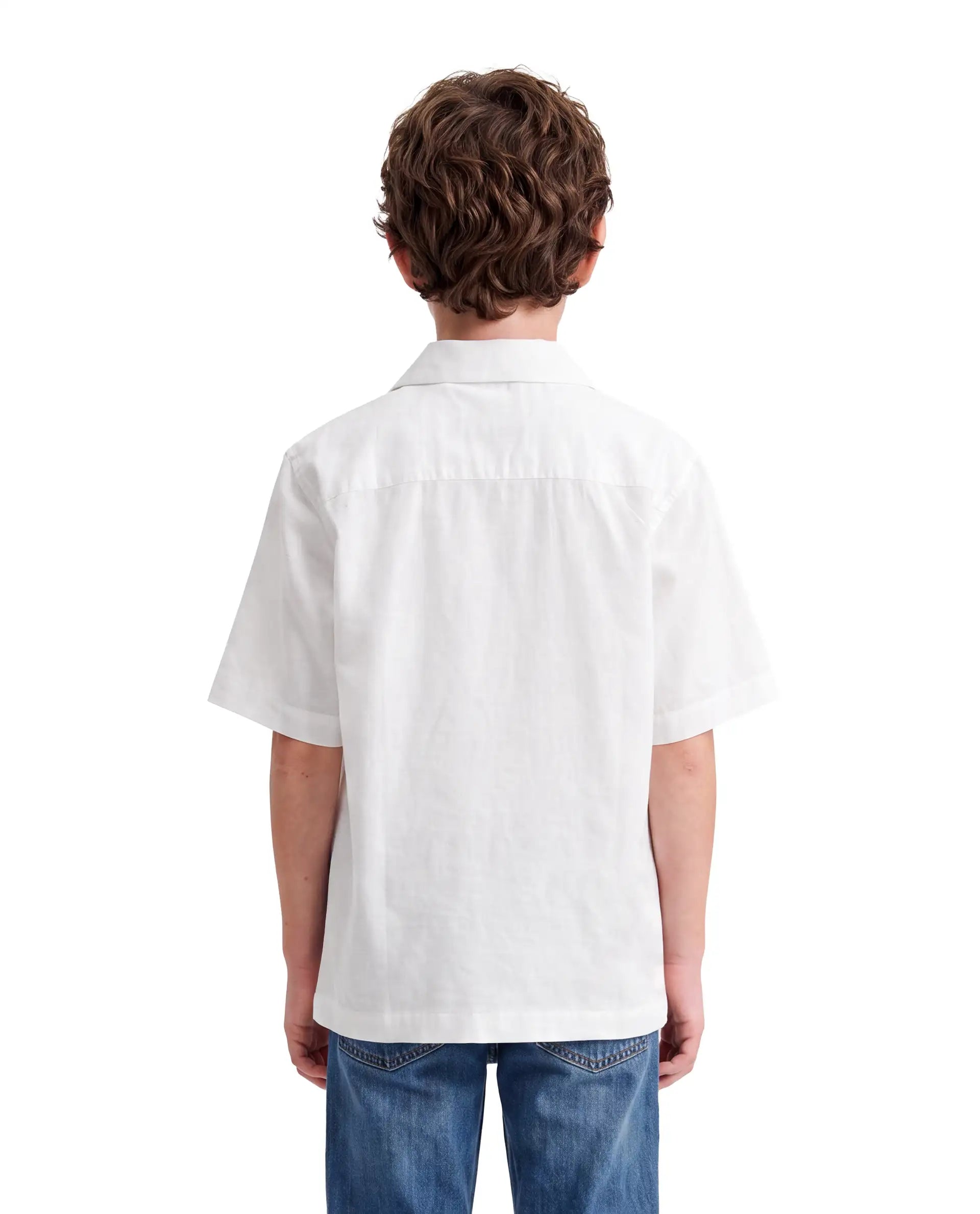 Rare Ones Kids Isla-26 White Cotton Fabric Button Closure Regular Fit Embroidered Shirt