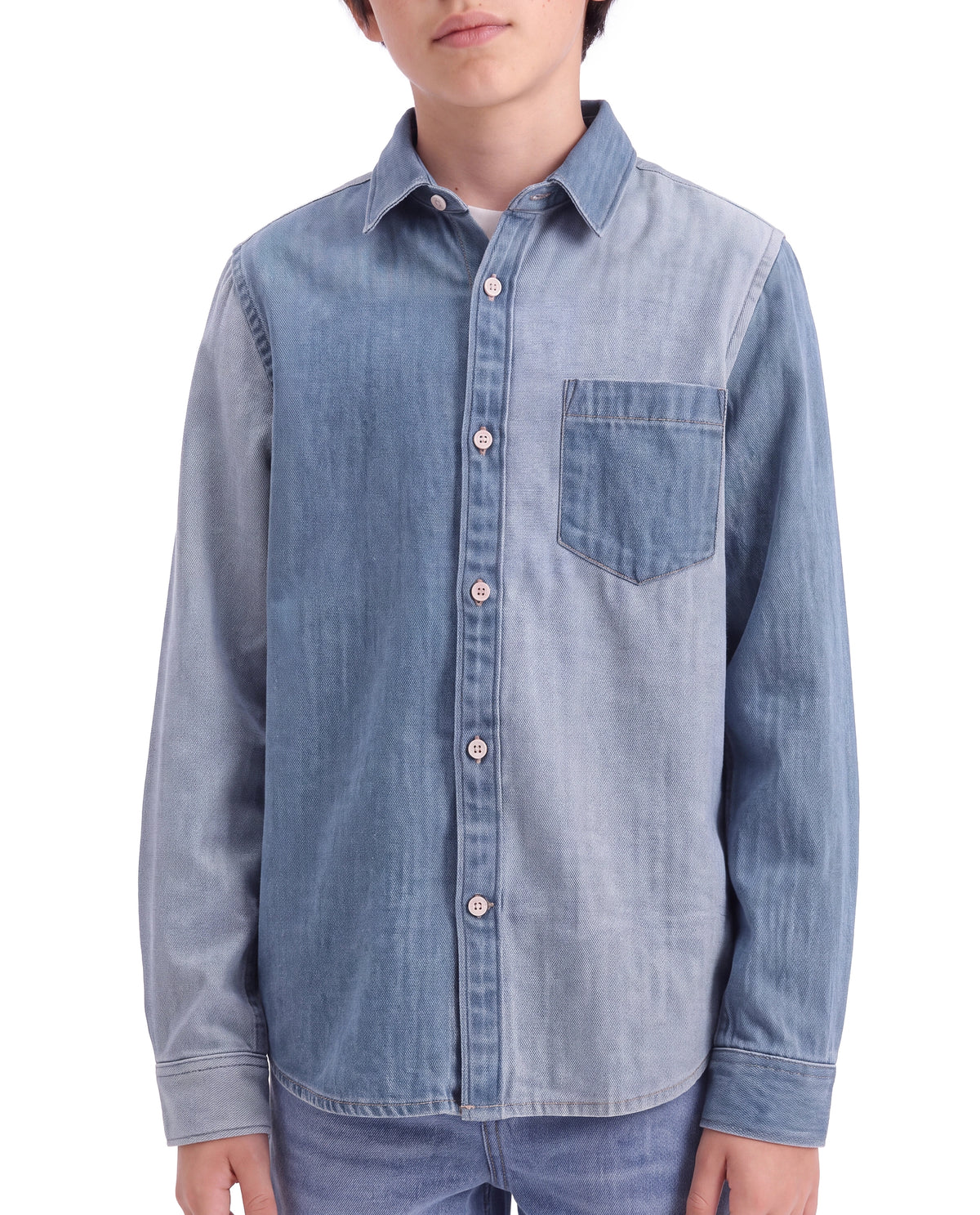 Rare Ones Kids Drake Light Blue Cotton Blend Fabric Button Closure Regular Fit Plain Shirt